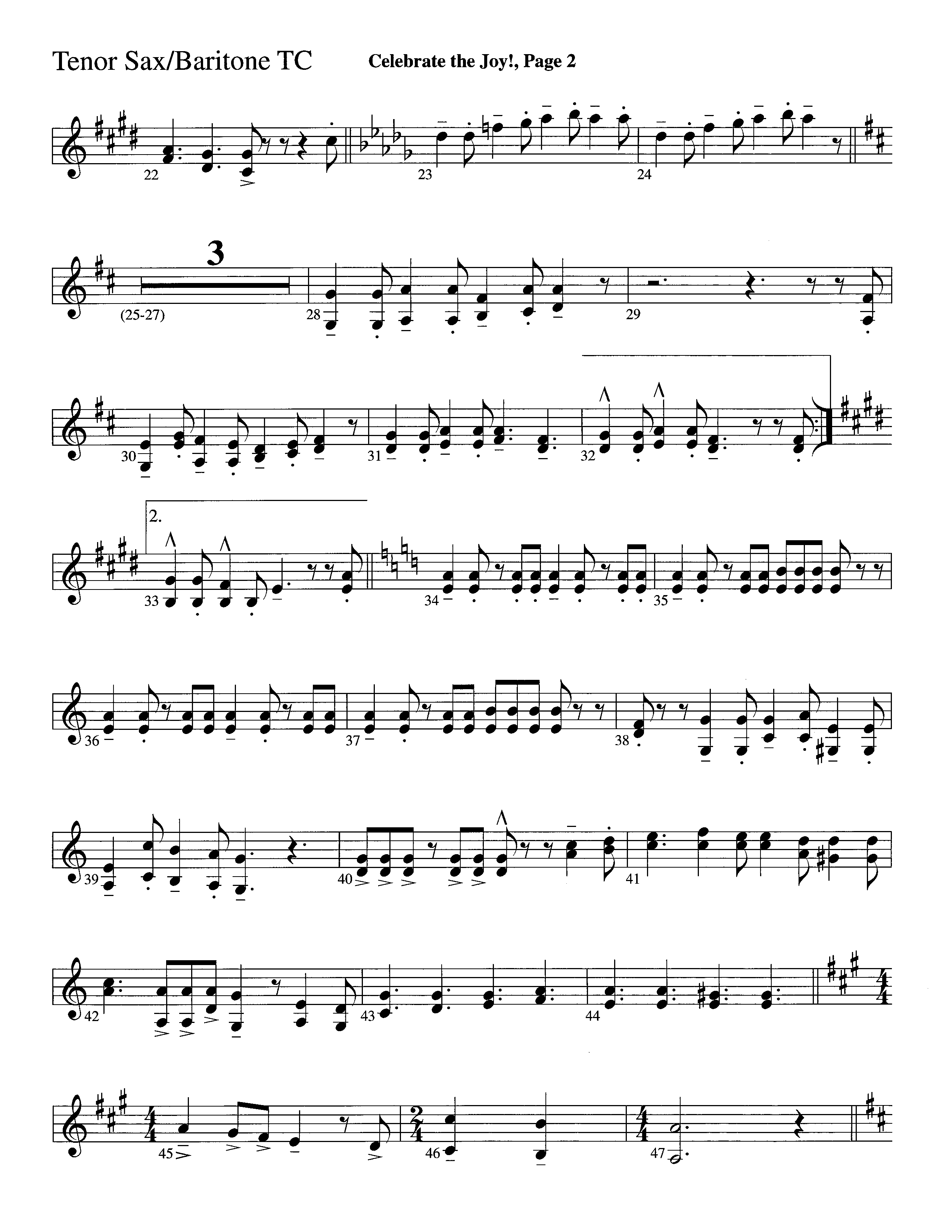 Celebrate The Joy (Instrumental) Tenor Sax/Baritone T.C. (Word Music Choral / Arr. David Clydesdale)