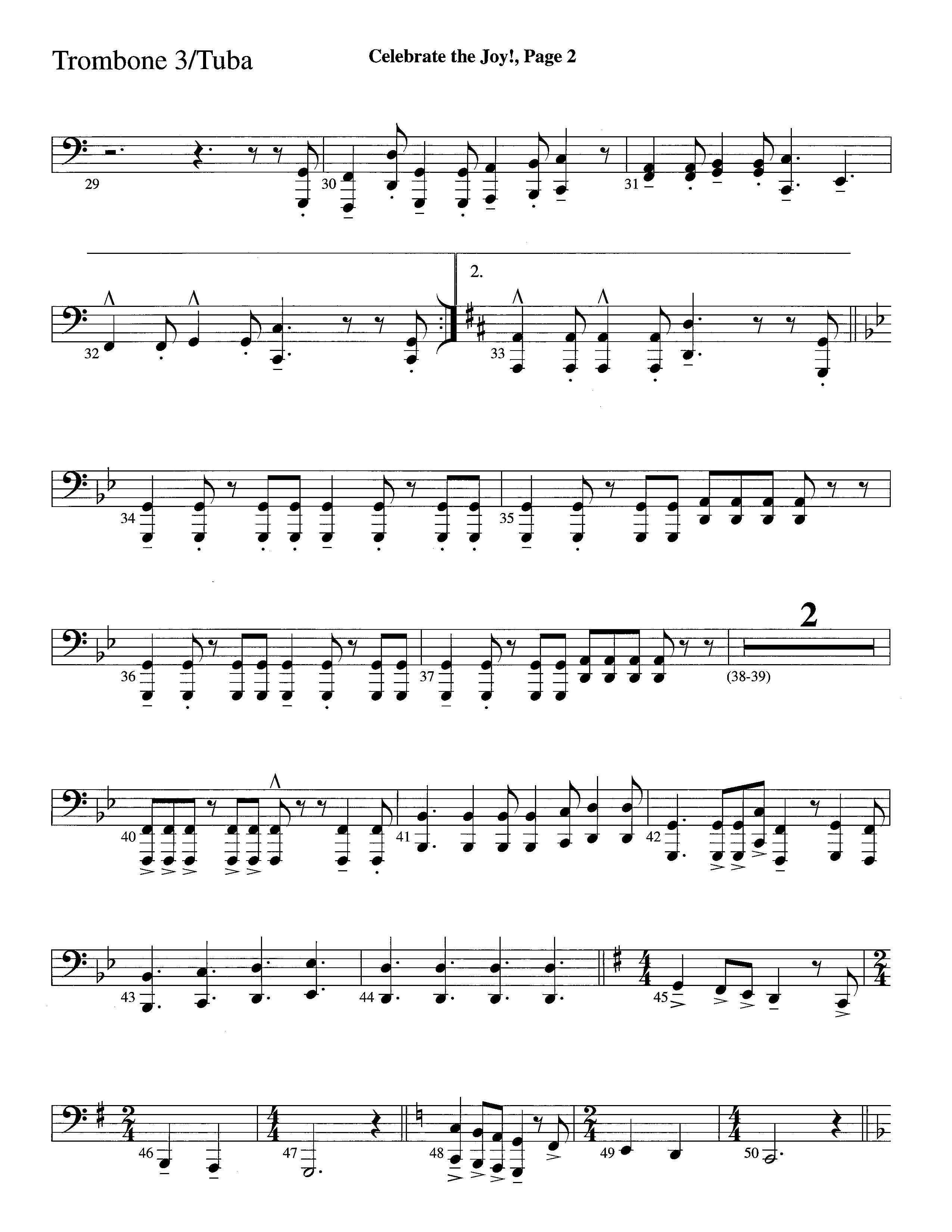 Celebrate The Joy (Instrumental) Trombone 3/Tuba (Word Music Choral / Arr. David Clydesdale)