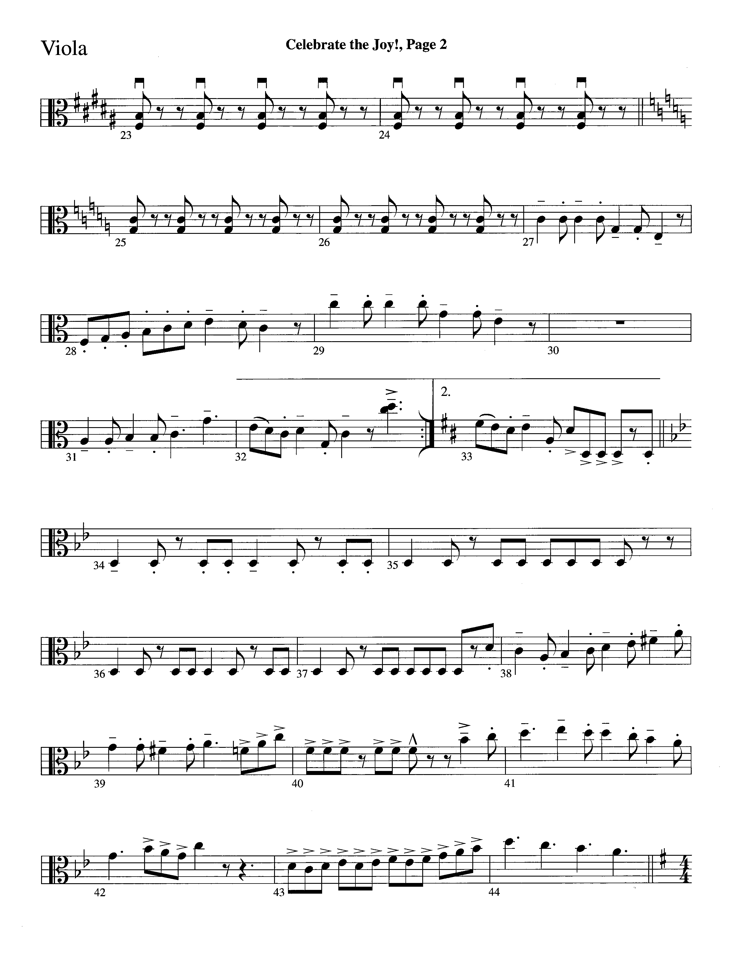 Celebrate The Joy (Instrumental) Viola (Word Music Choral / Arr. David Clydesdale)
