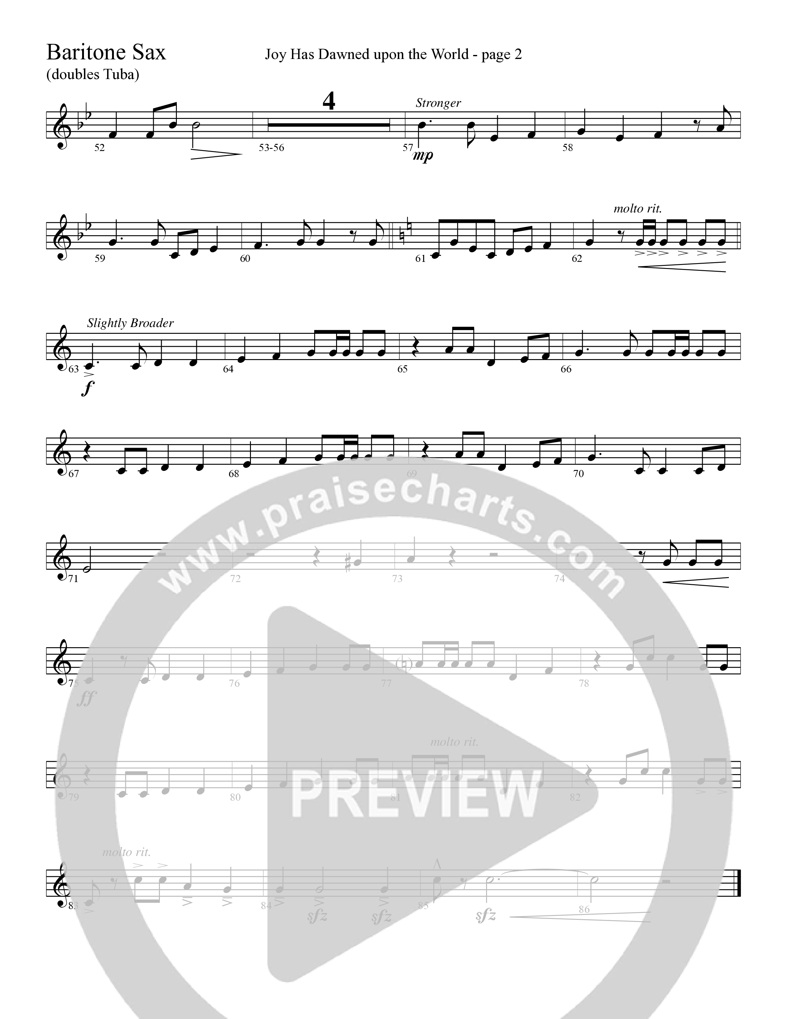 Joy Has Dawned Upon The World Bari Sax (Word Music Choral / Arr. David Clydesdale)