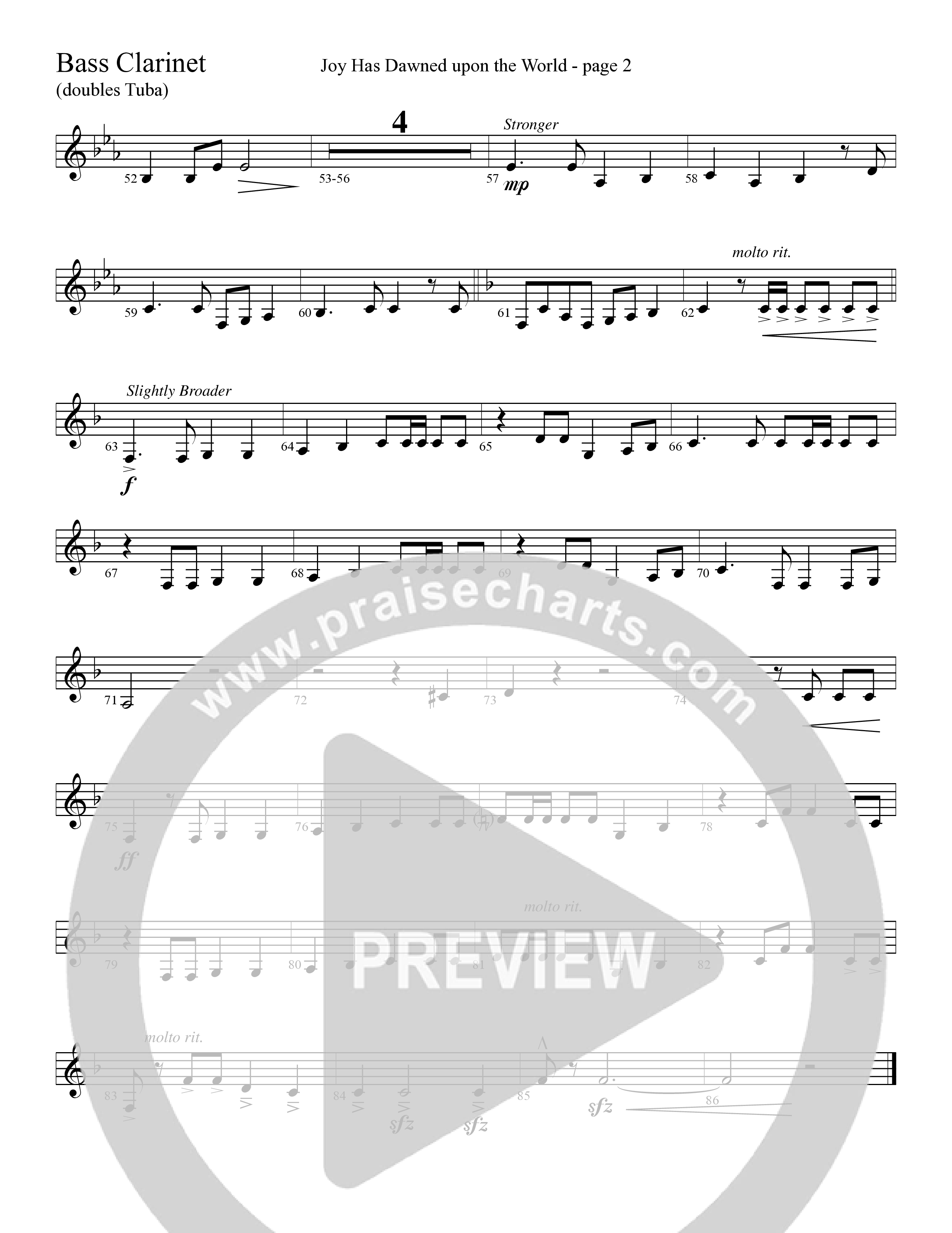 Joy Has Dawned Upon The World Bass Clarinet (Word Music Choral / Arr. David Clydesdale)