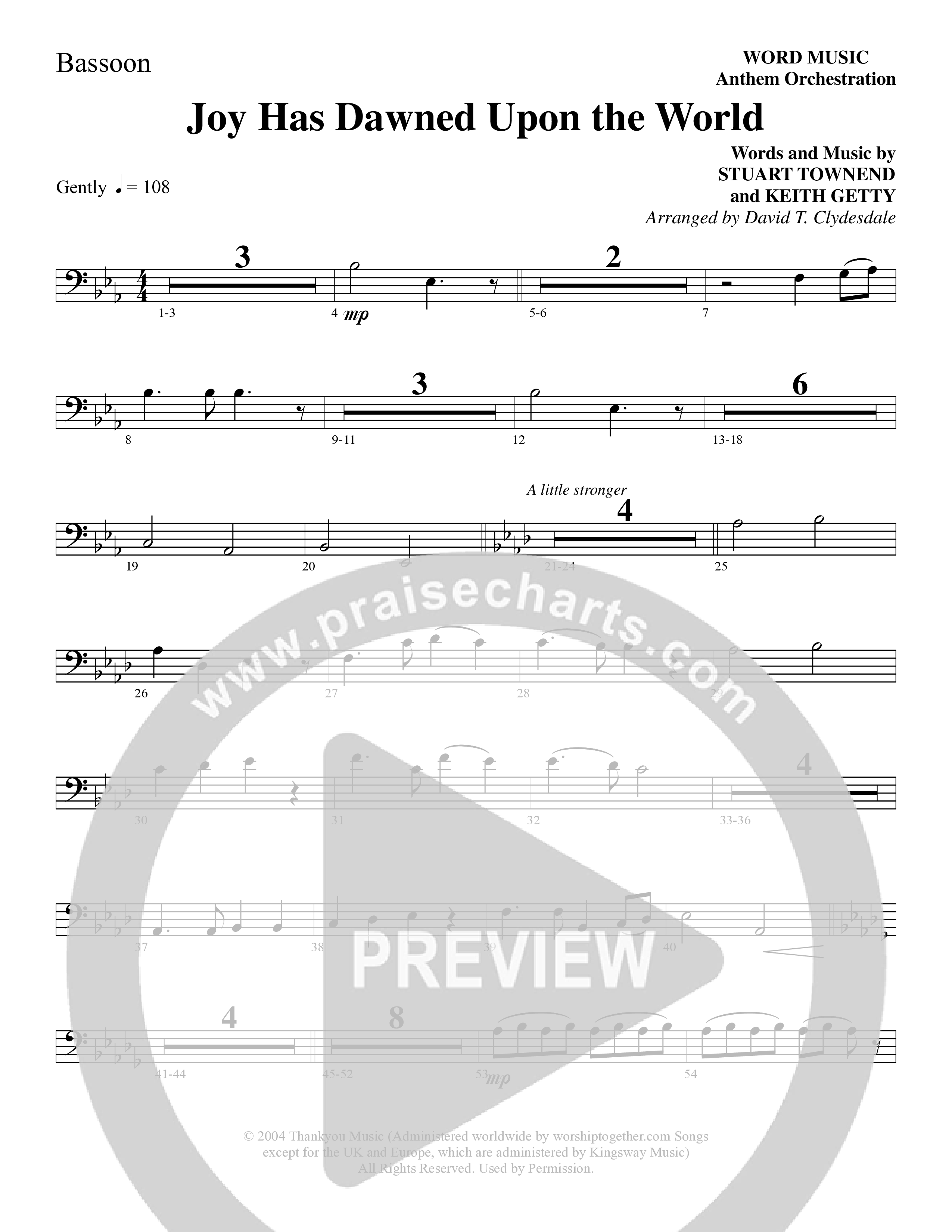 Joy Has Dawned Upon The World Bassoon (Word Music Choral / Arr. David Clydesdale)