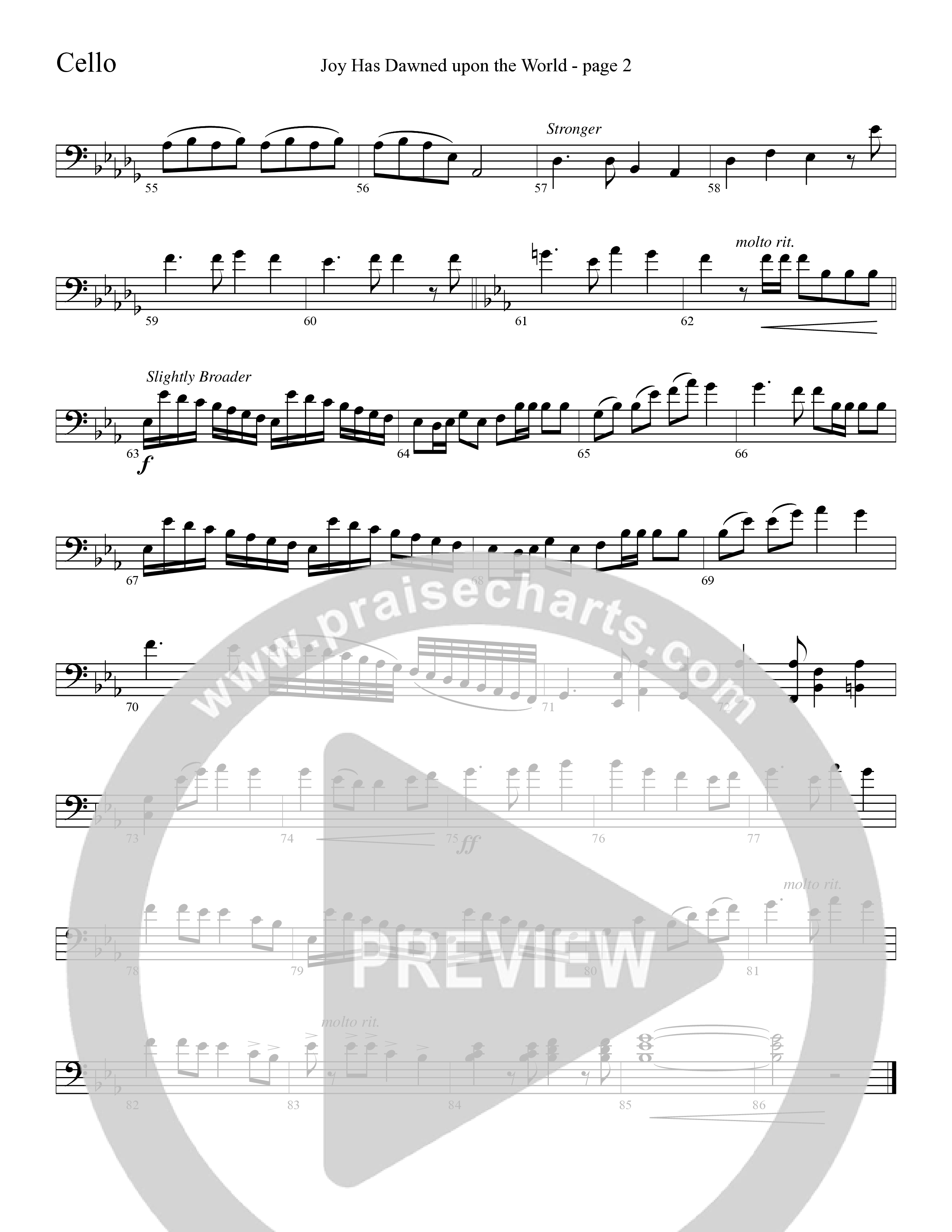 Joy Has Dawned Upon The World Cello (Word Music Choral / Arr. David Clydesdale)