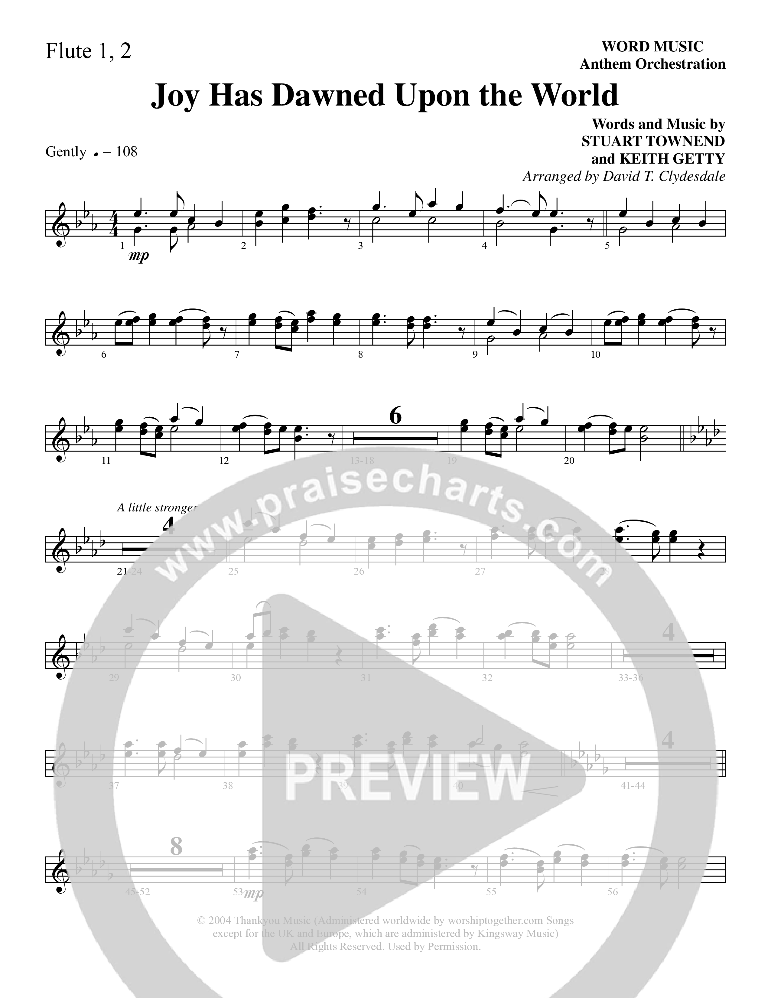 Joy Has Dawned Upon The World Flute 1/2 (Word Music Choral / Arr. David Clydesdale)