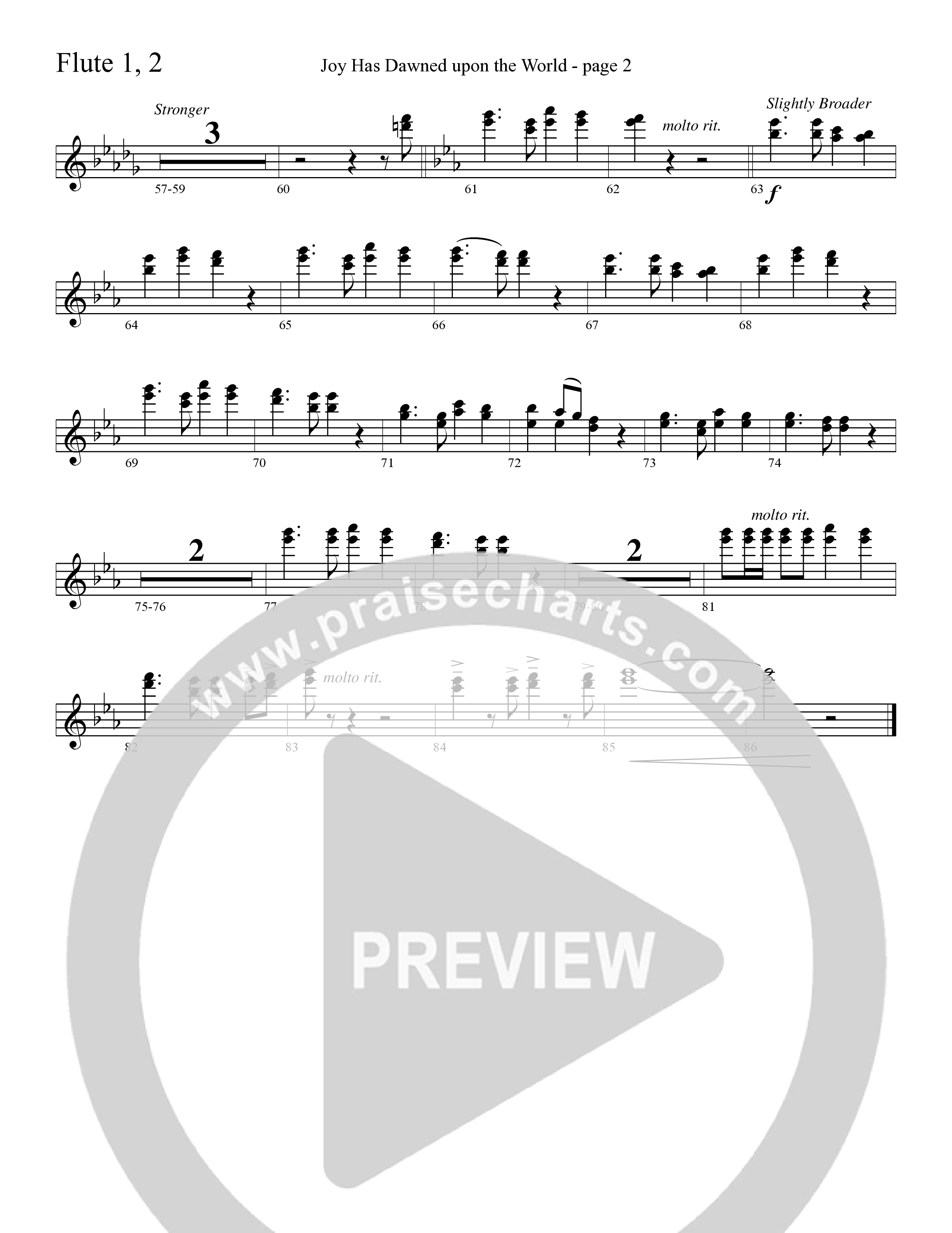 Joy Has Dawned Upon The World Flute 1/2 (Word Music Choral / Arr. David Clydesdale)