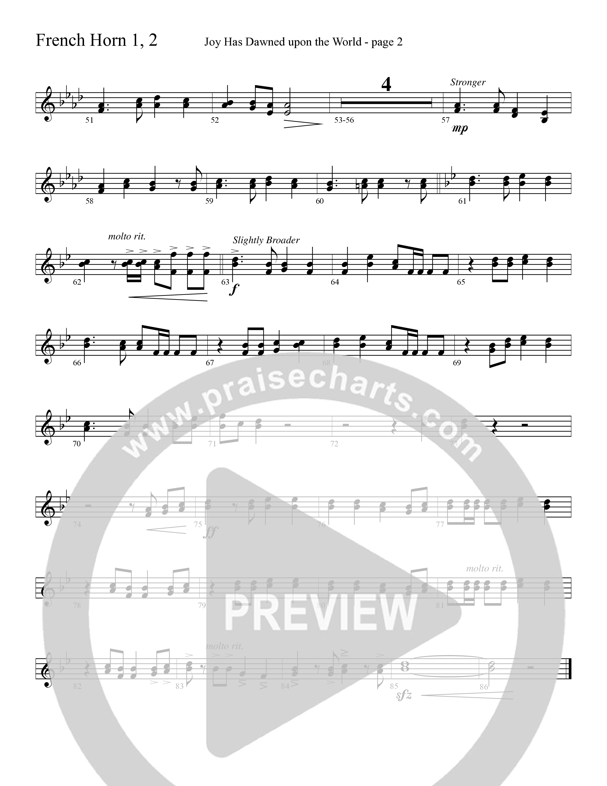 Joy Has Dawned Upon The World French Horn 1/2 (Word Music Choral / Arr. David Clydesdale)