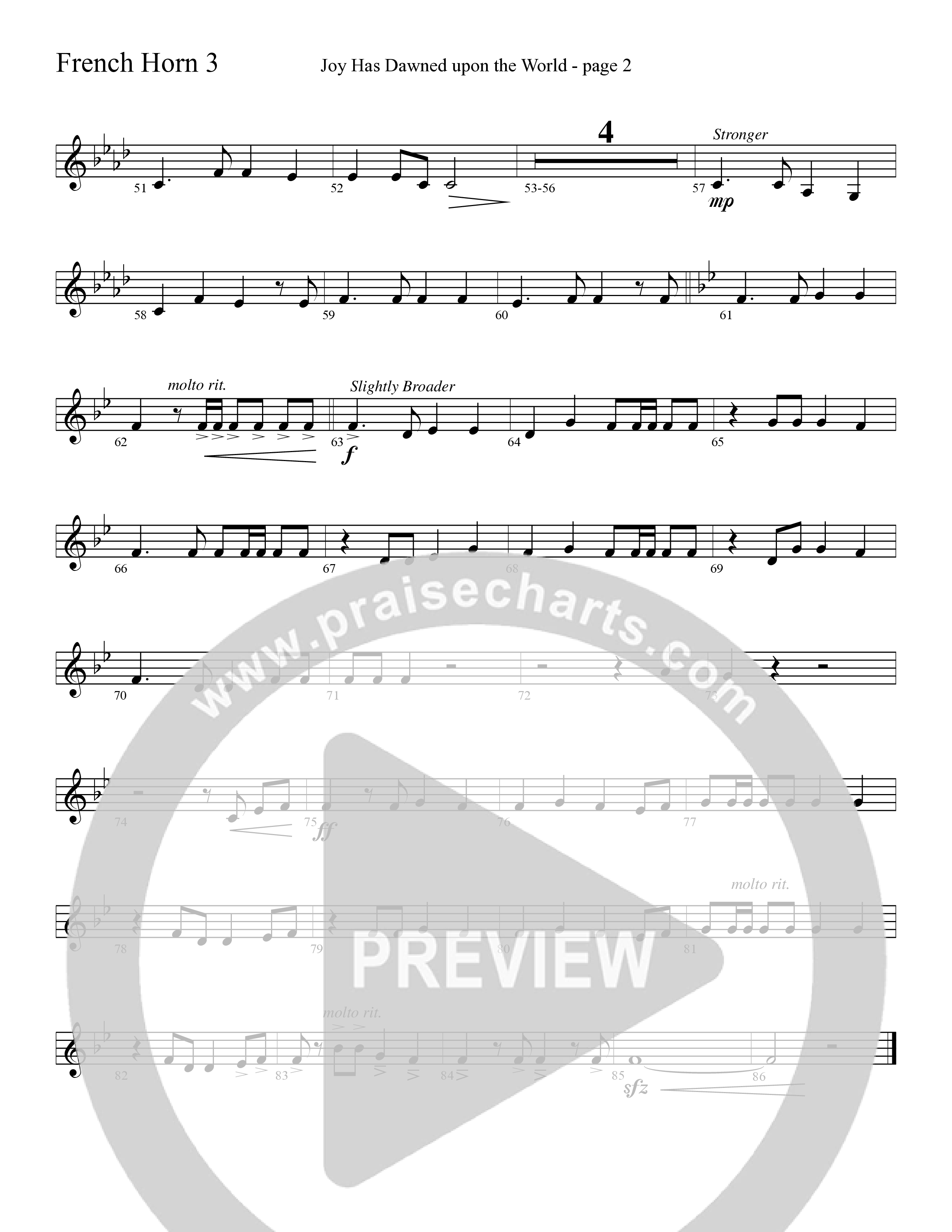 Joy Has Dawned Upon The World French Horn 3 (Word Music Choral / Arr. David Clydesdale)