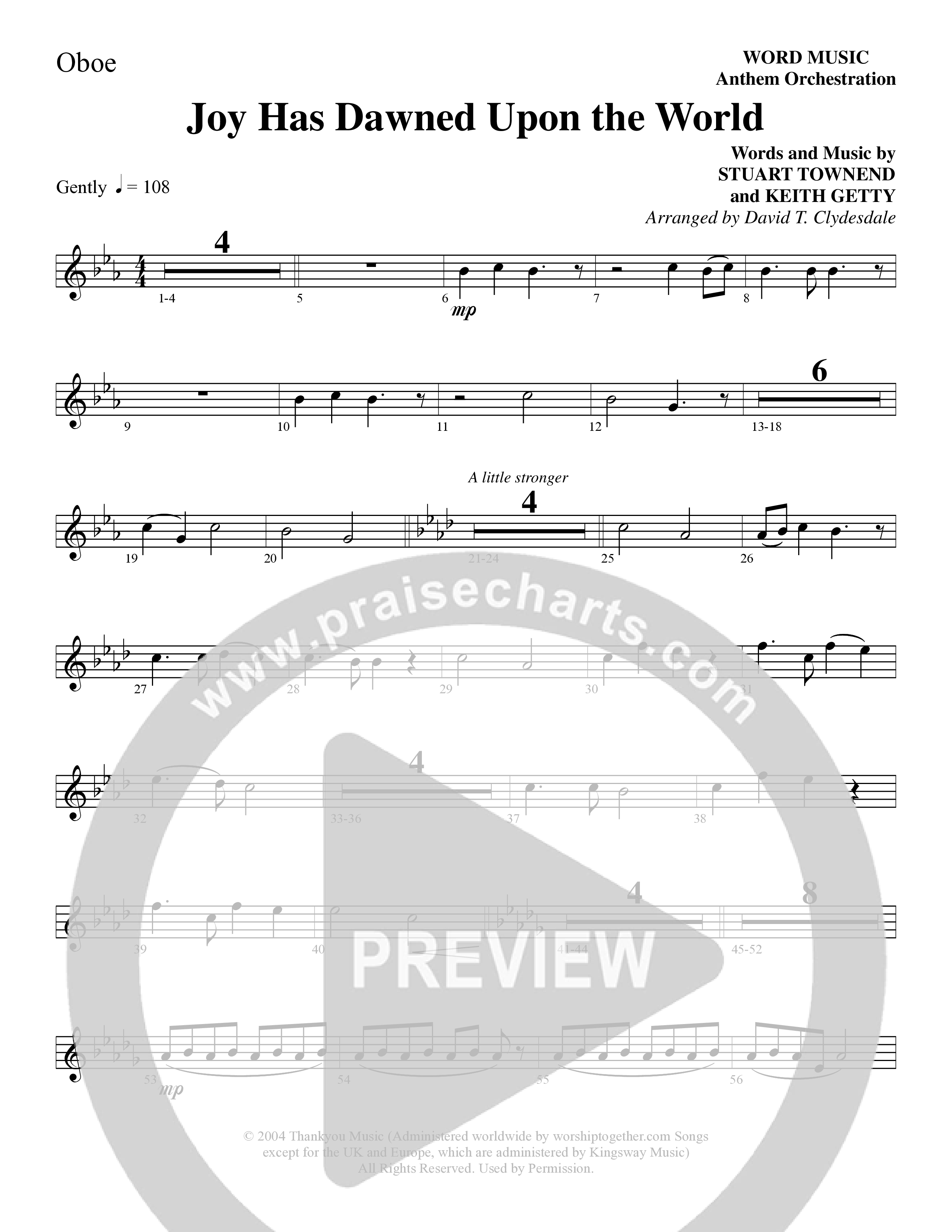 Joy Has Dawned Upon The World Oboe (Word Music Choral / Arr. David Clydesdale)