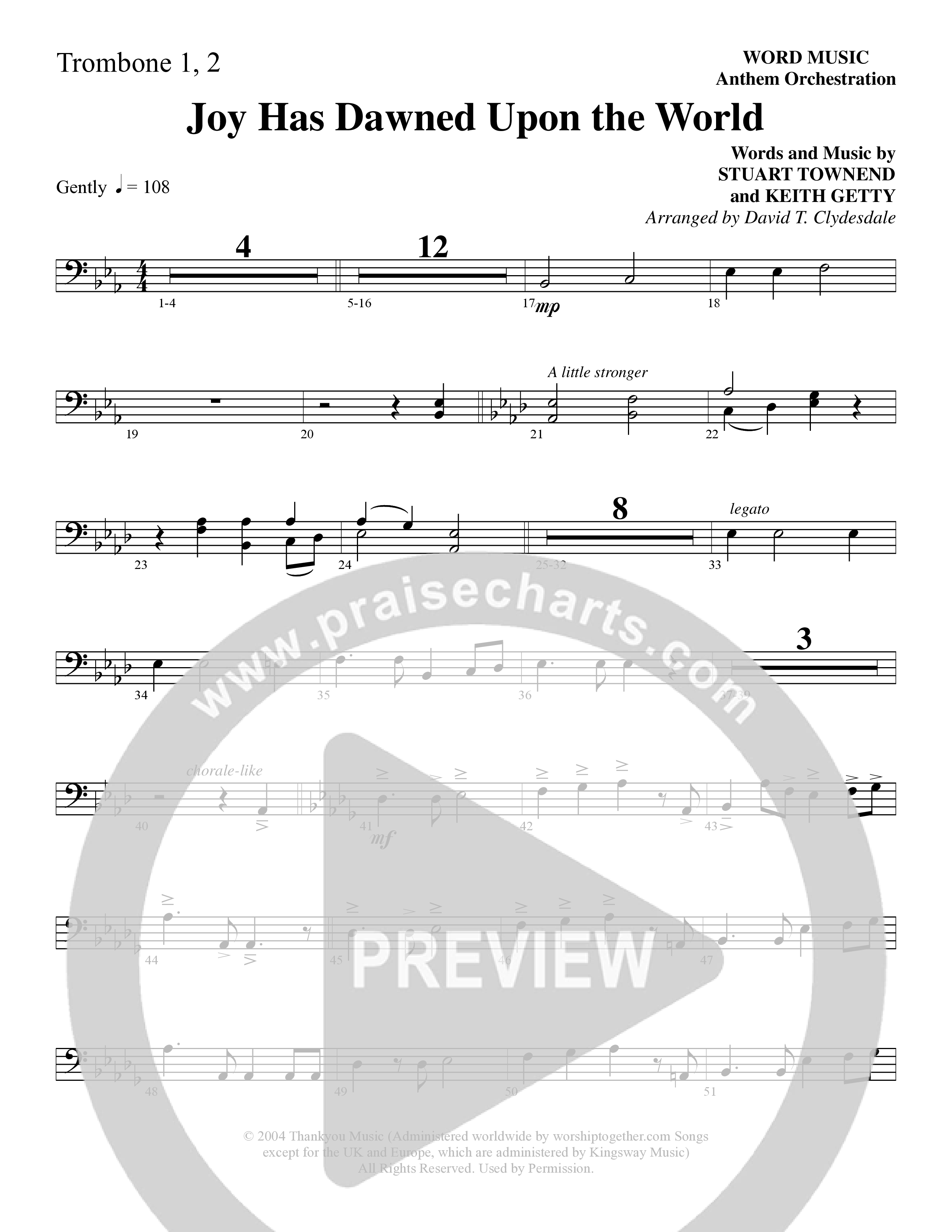 Joy Has Dawned Upon The World Trombone 1/2 (Word Music Choral / Arr. David Clydesdale)