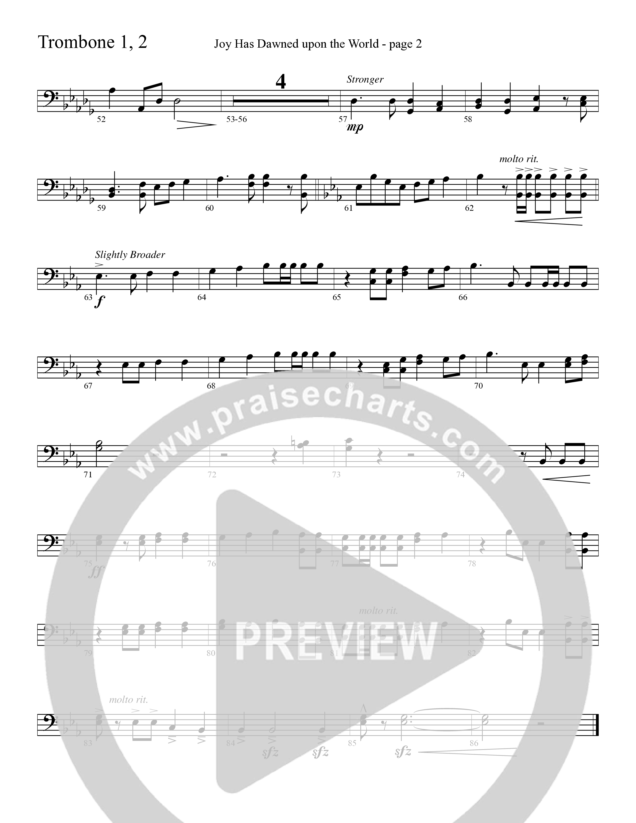 Joy Has Dawned Upon The World Trombone 1/2 (Word Music Choral / Arr. David Clydesdale)