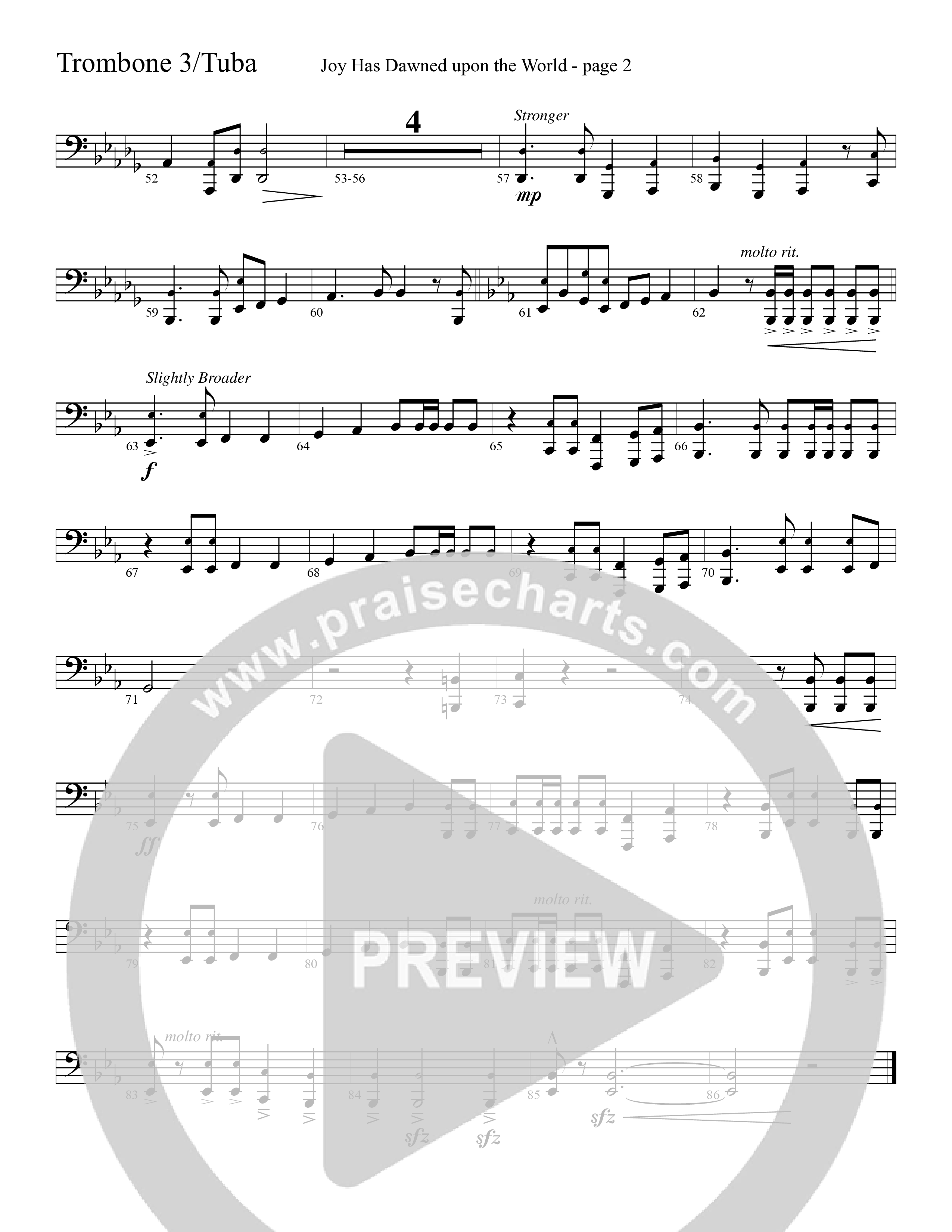 Joy Has Dawned Upon The World Trombone 3/Tuba (Word Music Choral / Arr. David Clydesdale)