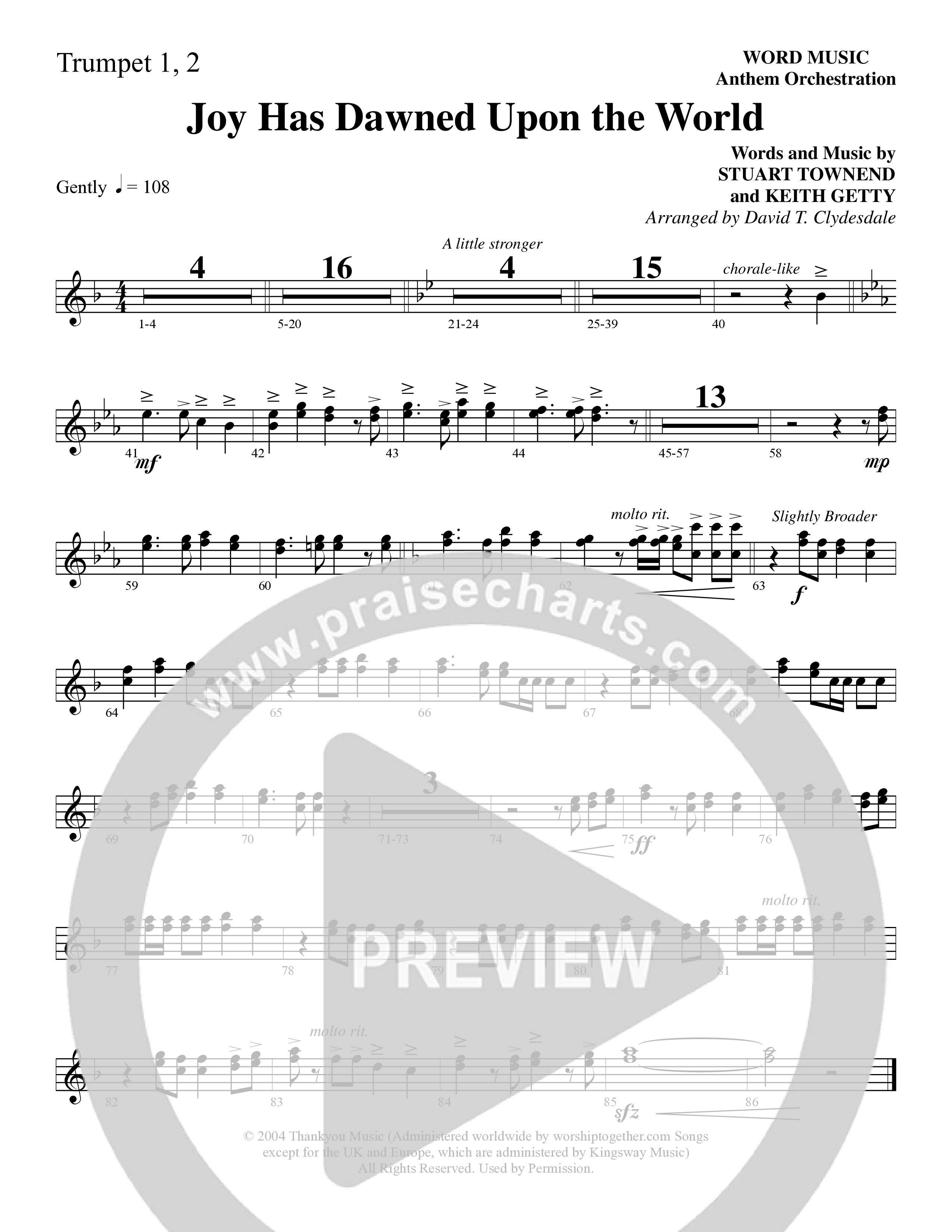 Joy Has Dawned Upon The World Trumpet 1,2 (Word Music Choral / Arr. David Clydesdale)