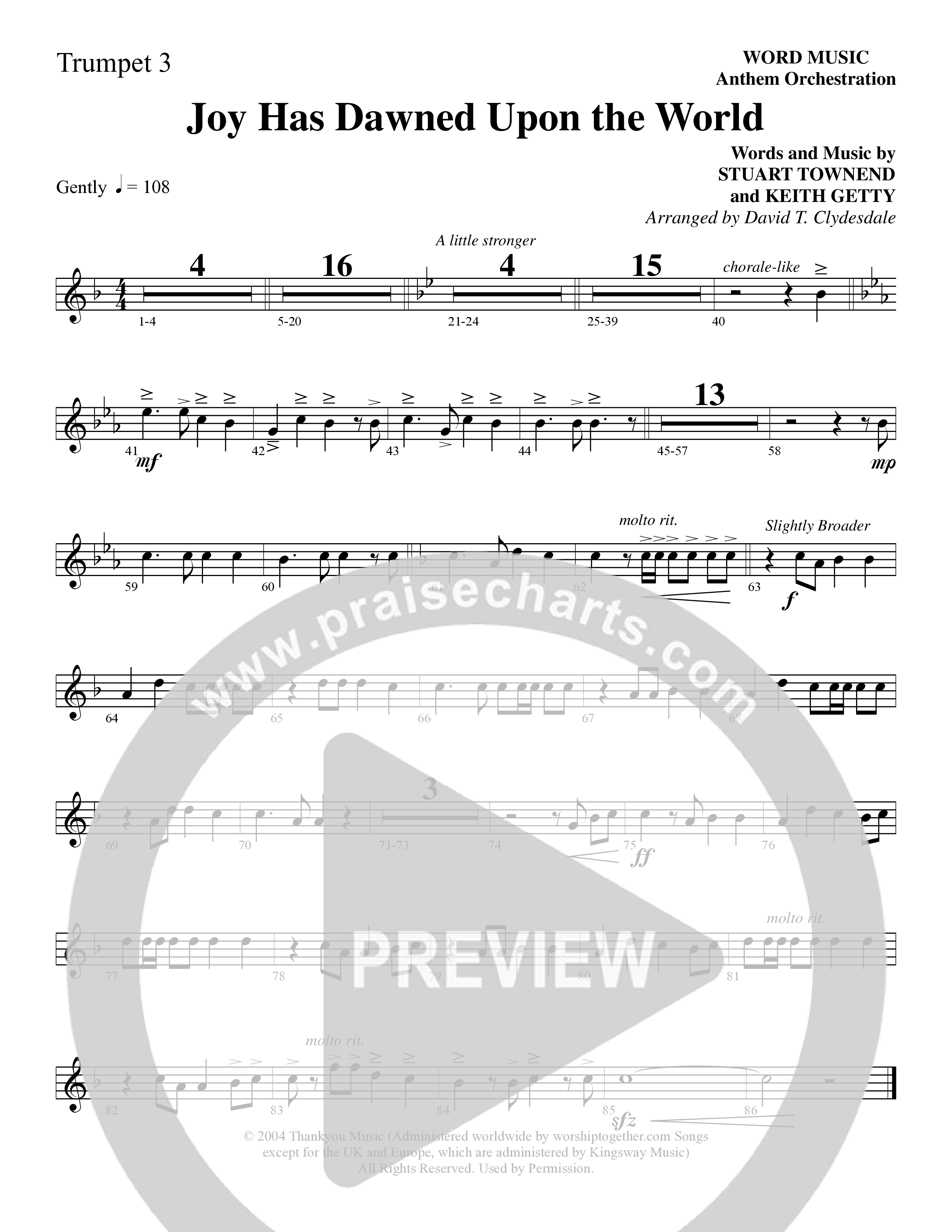 Joy Has Dawned Upon The World Trumpet 3 (Word Music Choral / Arr. David Clydesdale)