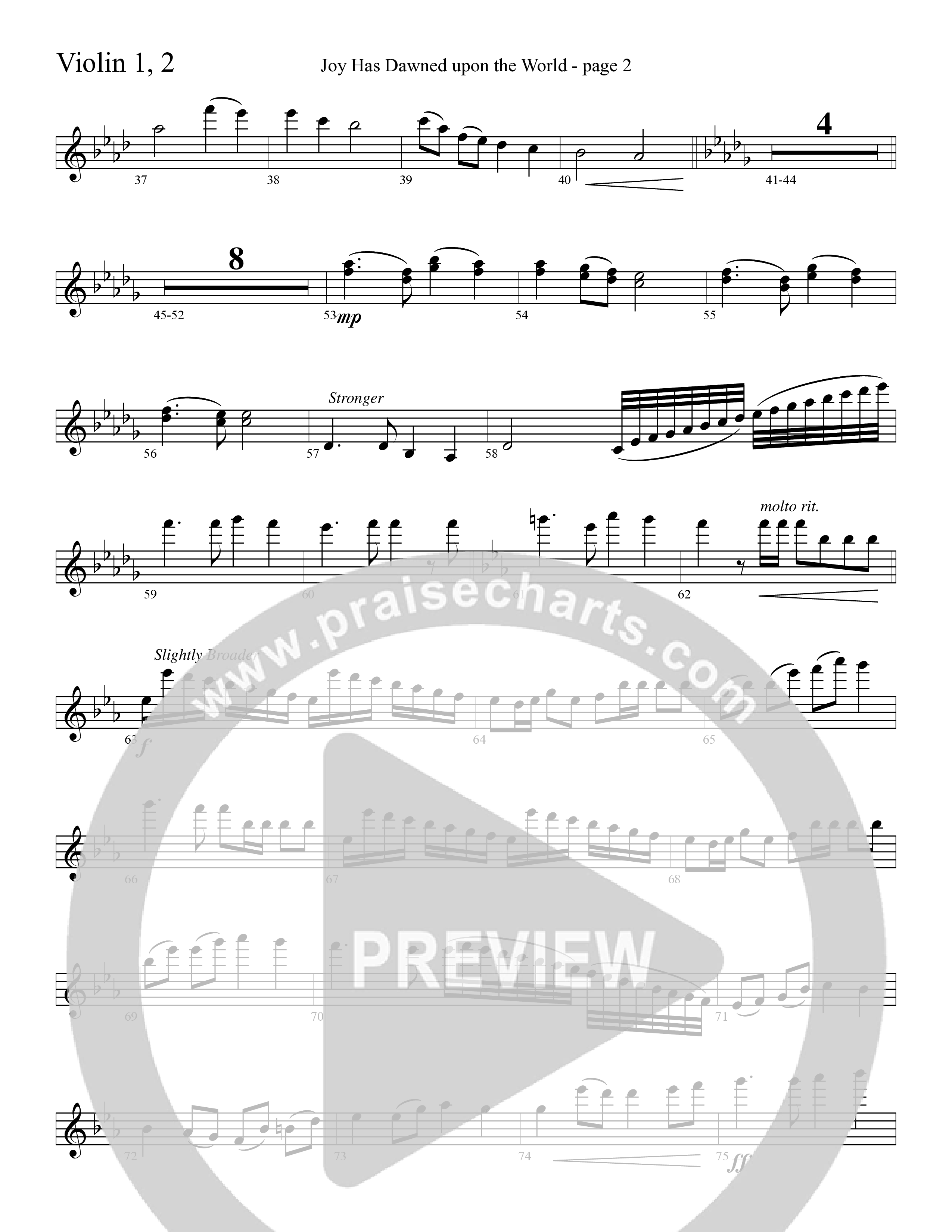 Joy Has Dawned Upon The World Violin 1/2 (Word Music Choral / Arr. David Clydesdale)