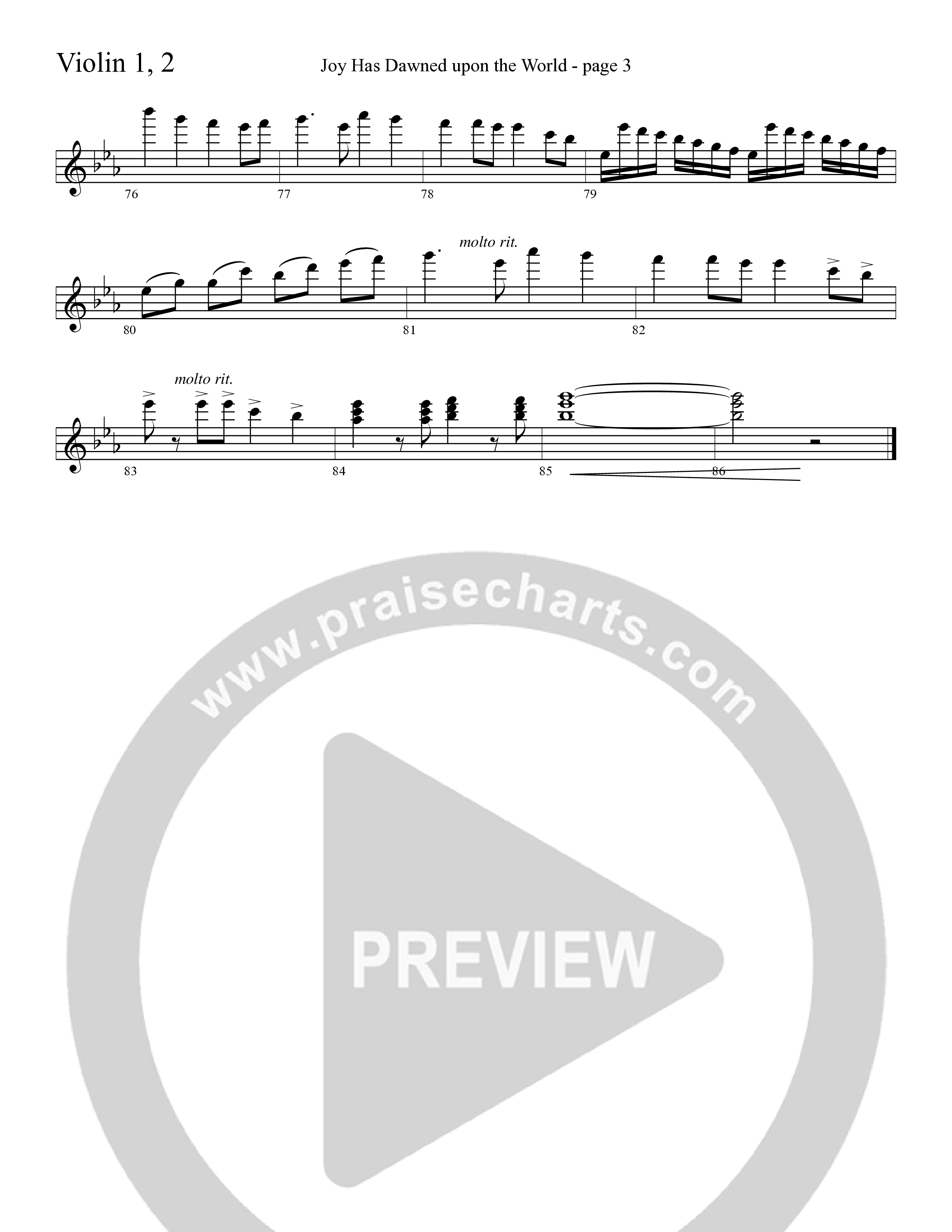 Joy Has Dawned Upon The World Violin 1/2 (Word Music Choral / Arr. David Clydesdale)