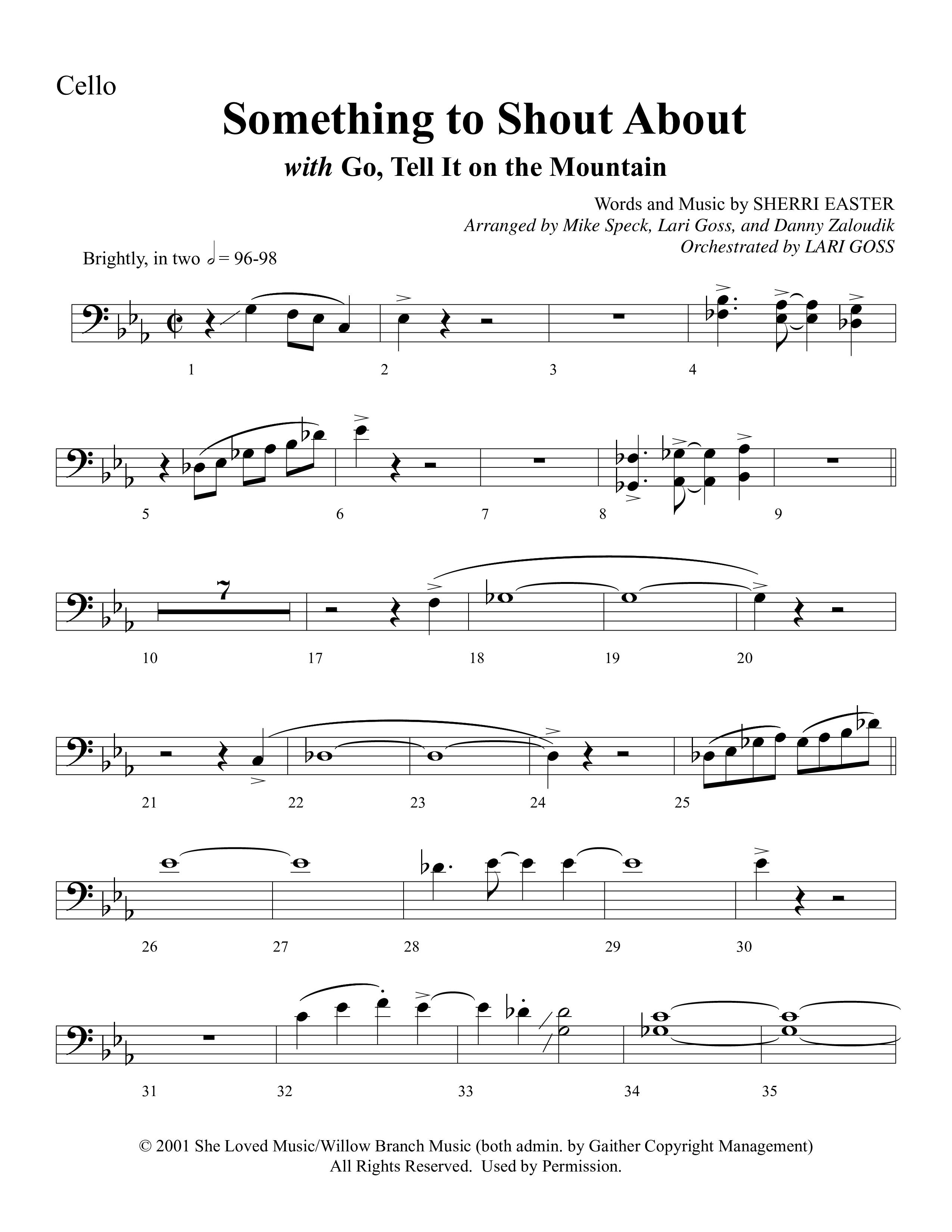 Something To Shout About (with Go Tell It On The Mountain) Cello (Word Music Choral)
