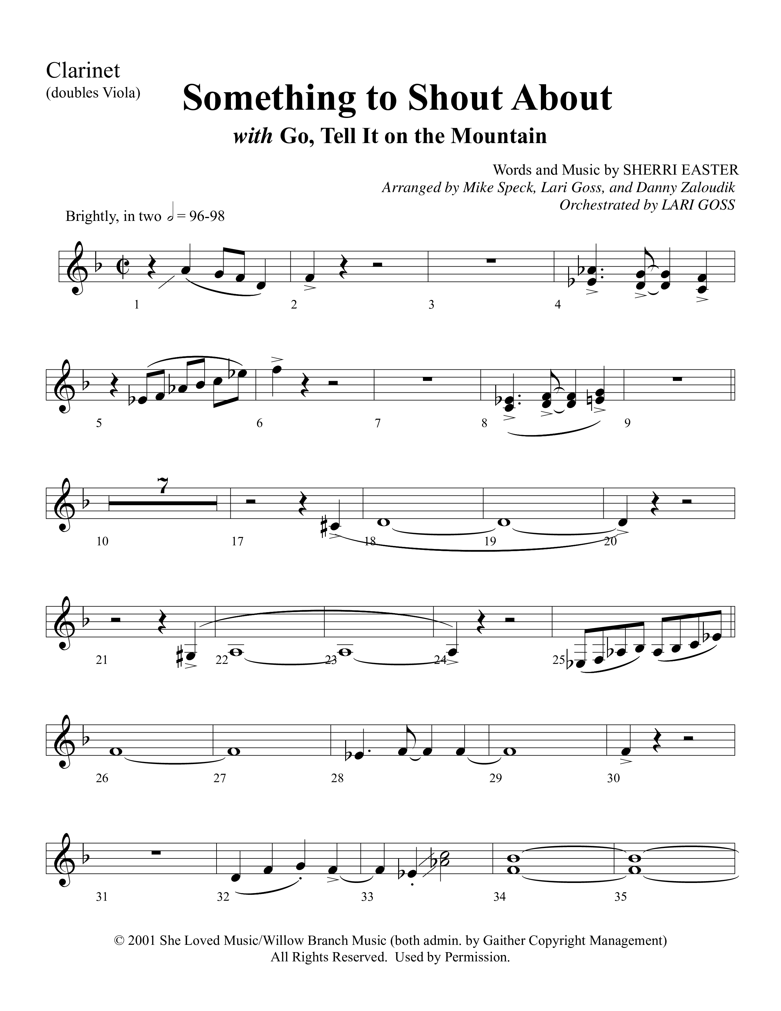 Something To Shout About (with Go Tell It On The Mountain) Clarinet (Word Music Choral)