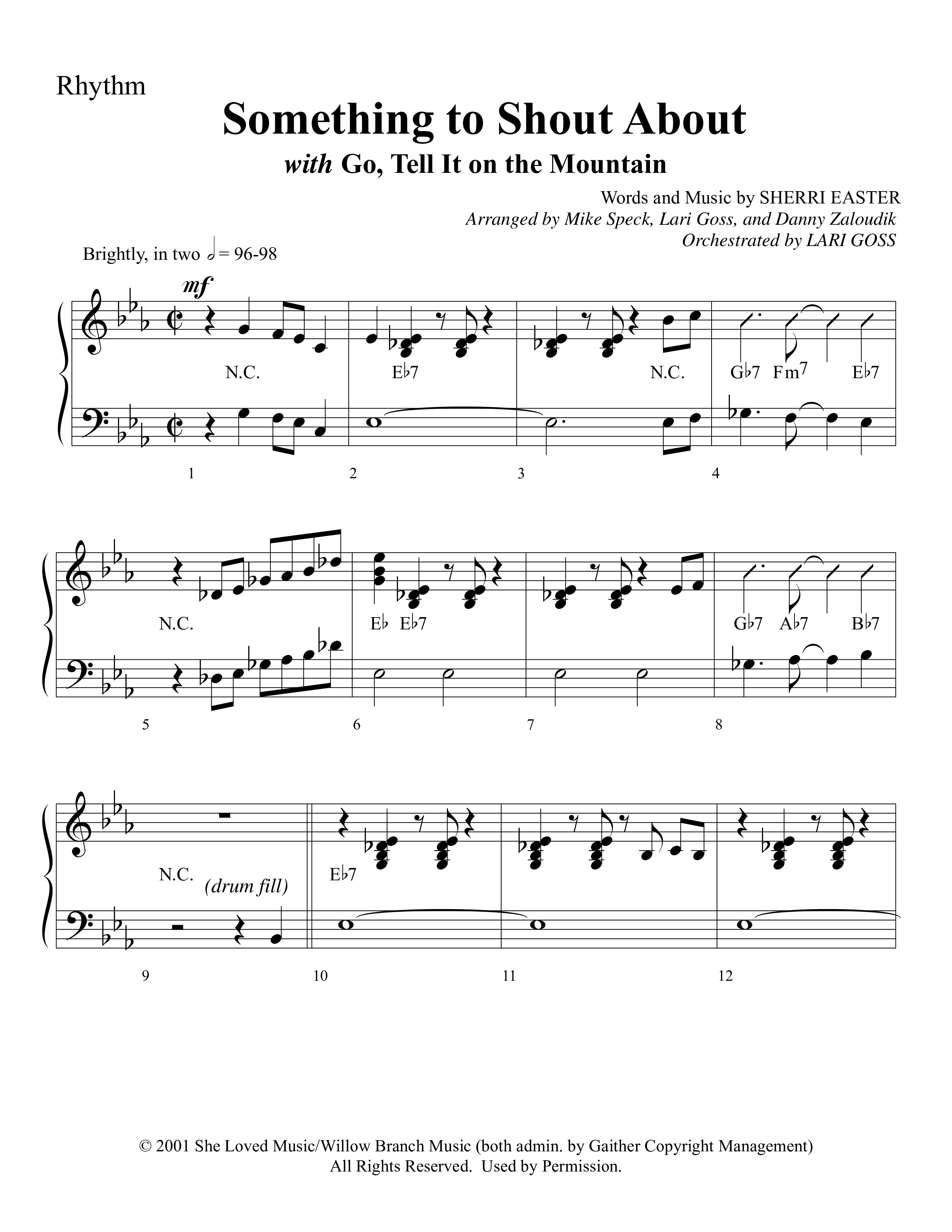 Something To Shout About (with Go Tell It On The Mountain) Rhythm Chart (Word Music Choral)