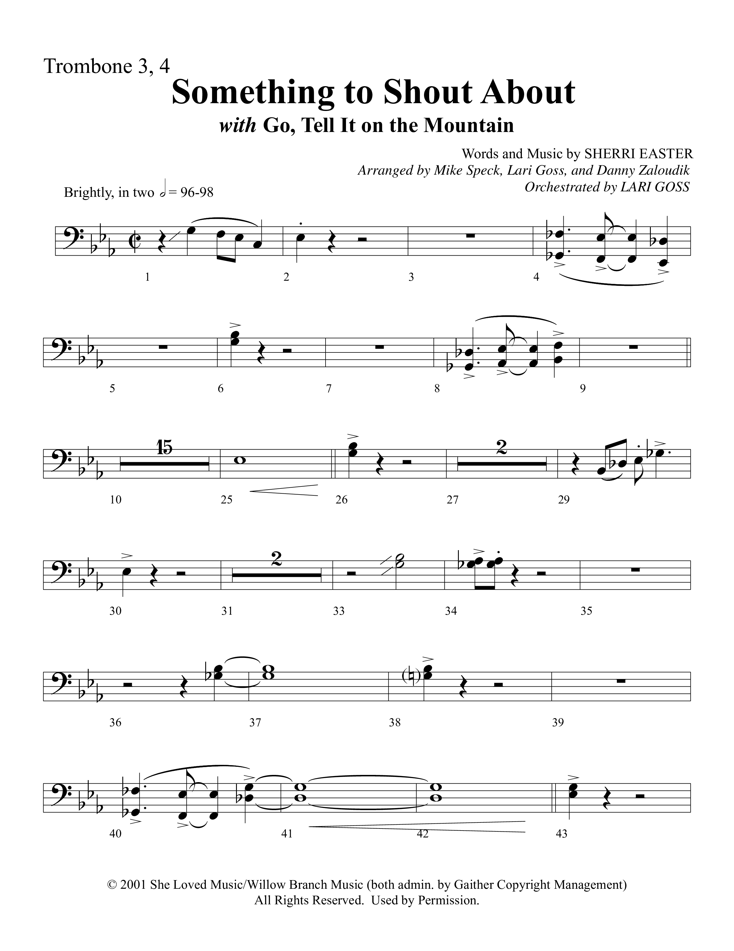 Something To Shout About (with Go Tell It On The Mountain) Trombone 3/4 (Word Music Choral)