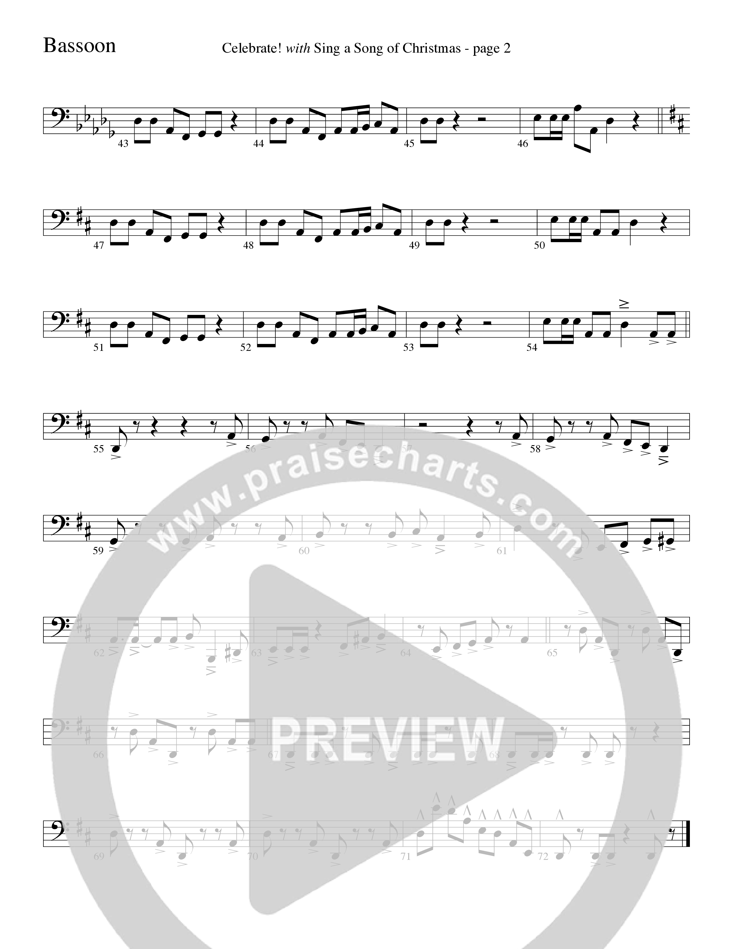 Celebrate (with Sing A Song Of Christmas) (Choral Anthem SATB) Bassoon (Word Music Choral / Arr. David Clydesdale)