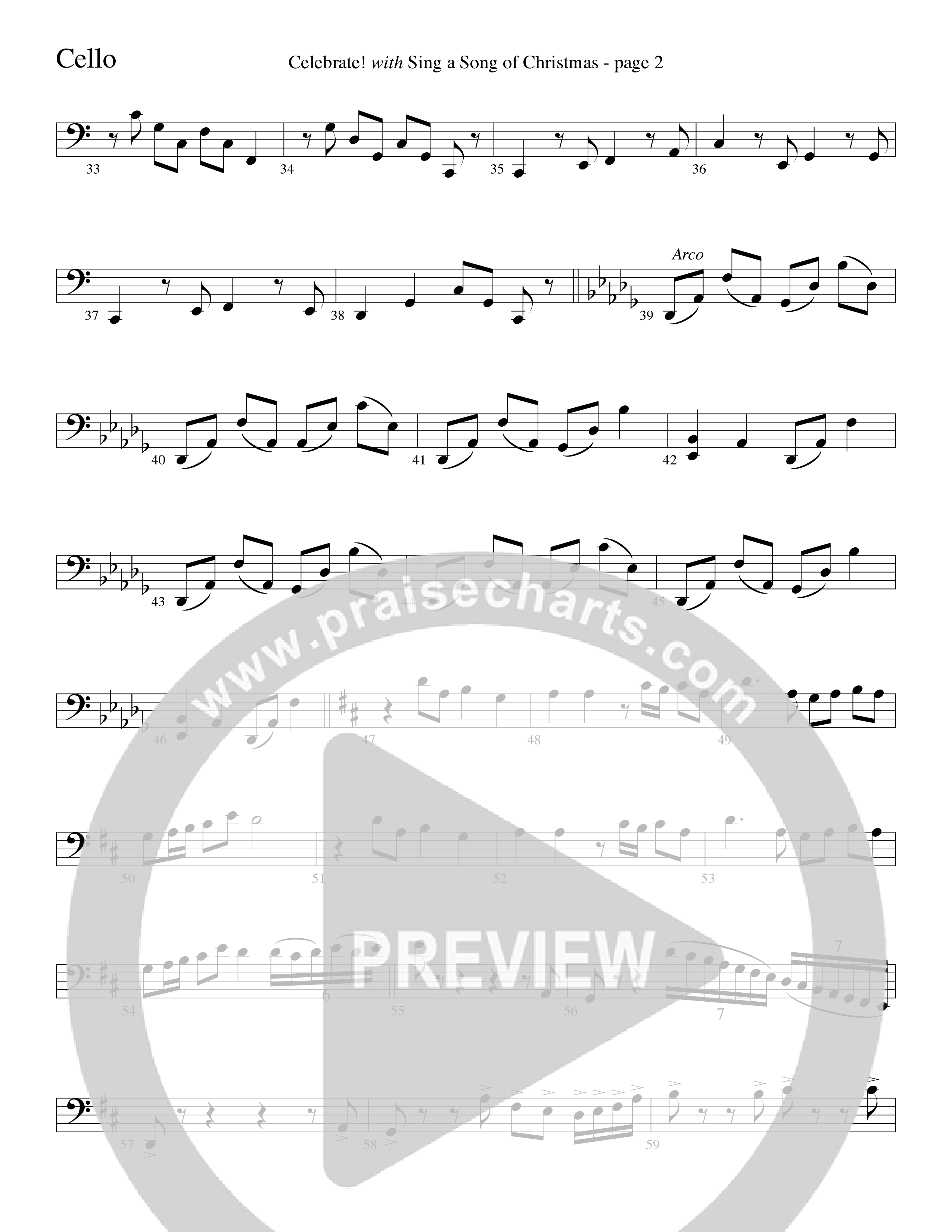 Celebrate (with Sing A Song Of Christmas) (Choral Anthem SATB) Cello (Word Music Choral / Arr. David Clydesdale)