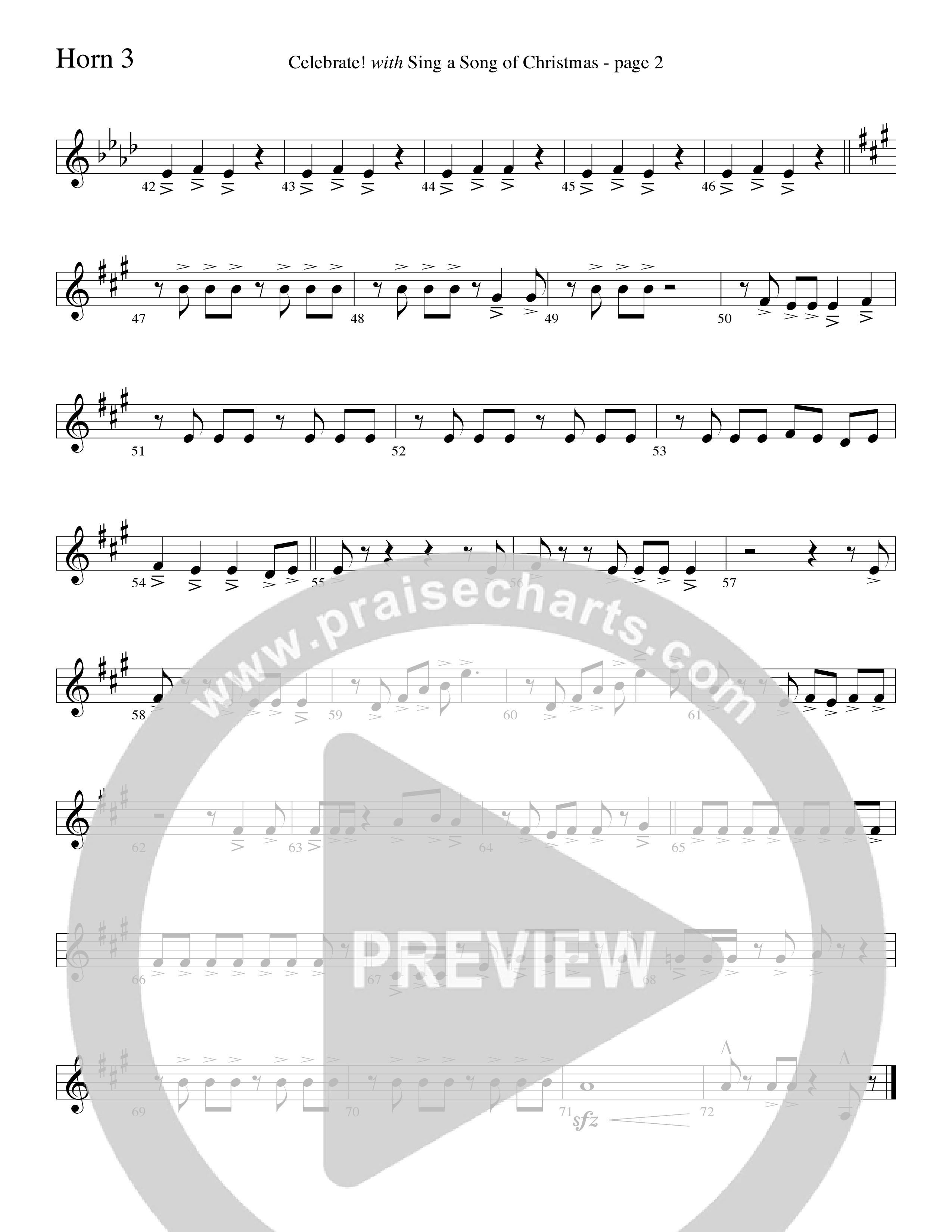 Celebrate (with Sing A Song Of Christmas) (Choral Anthem SATB) French Horn 3 (Word Music Choral / Arr. David Clydesdale)