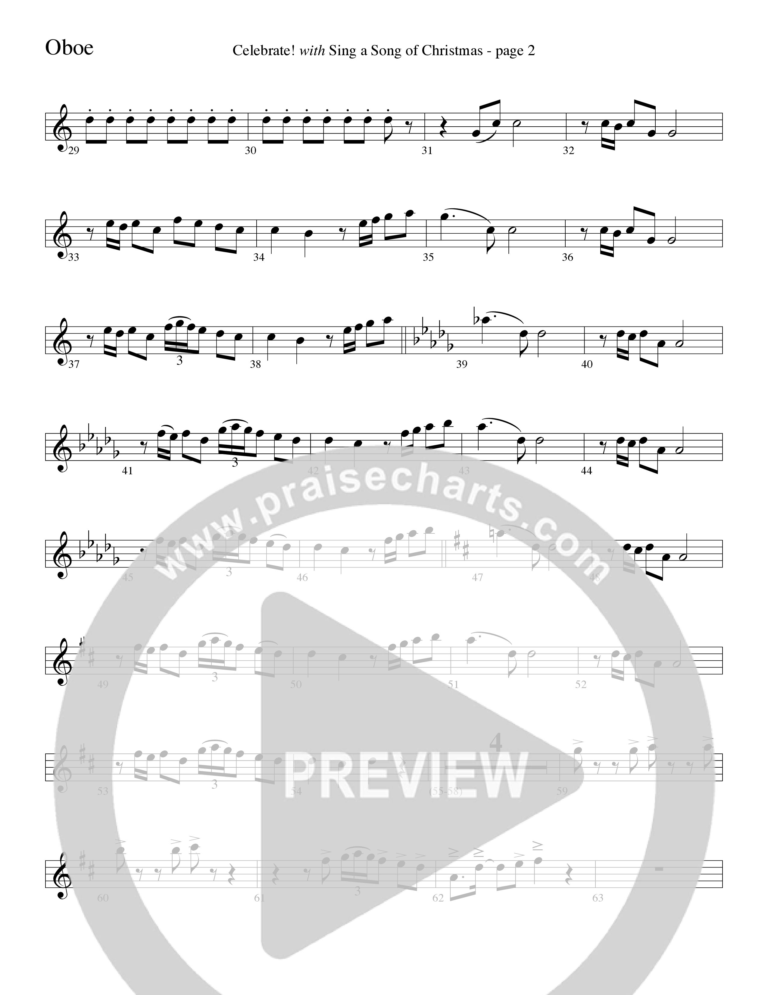 Celebrate (with Sing A Song Of Christmas) (Choral Anthem SATB) Oboe (Word Music Choral / Arr. David Clydesdale)