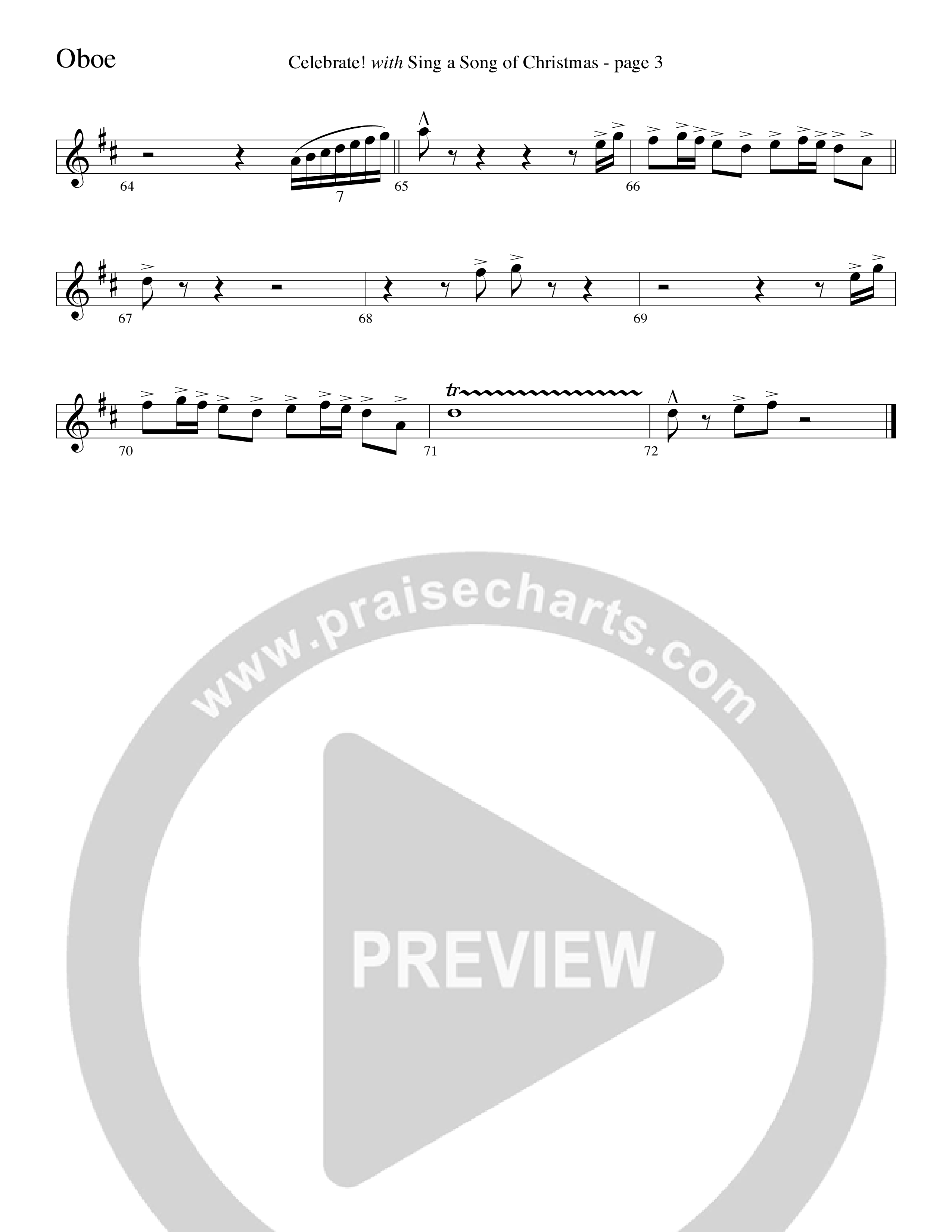 Celebrate (with Sing A Song Of Christmas) (Choral Anthem SATB) Oboe (Word Music Choral / Arr. David Clydesdale)