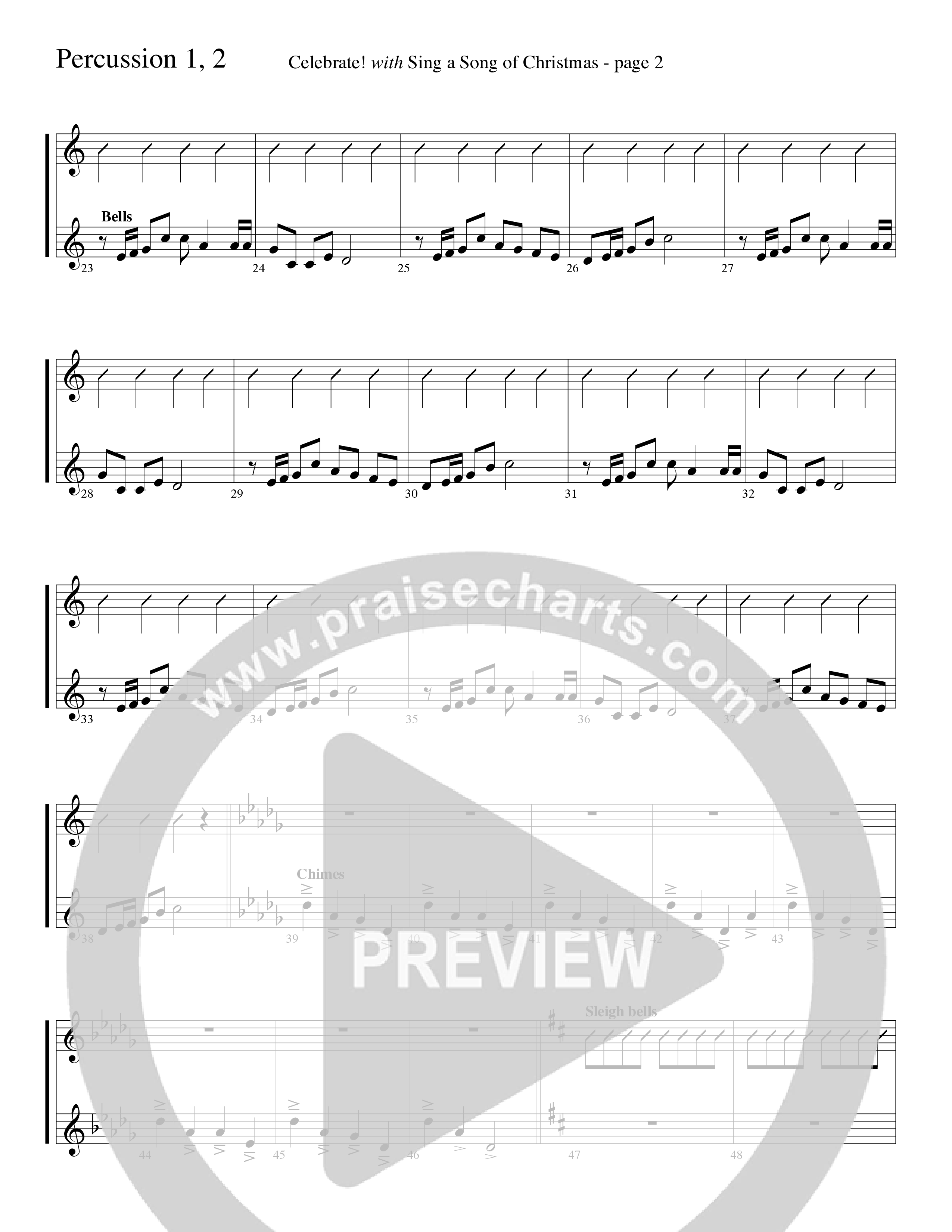 Celebrate (with Sing A Song Of Christmas) (Choral Anthem SATB) Percussion (Word Music Choral / Arr. David Clydesdale)