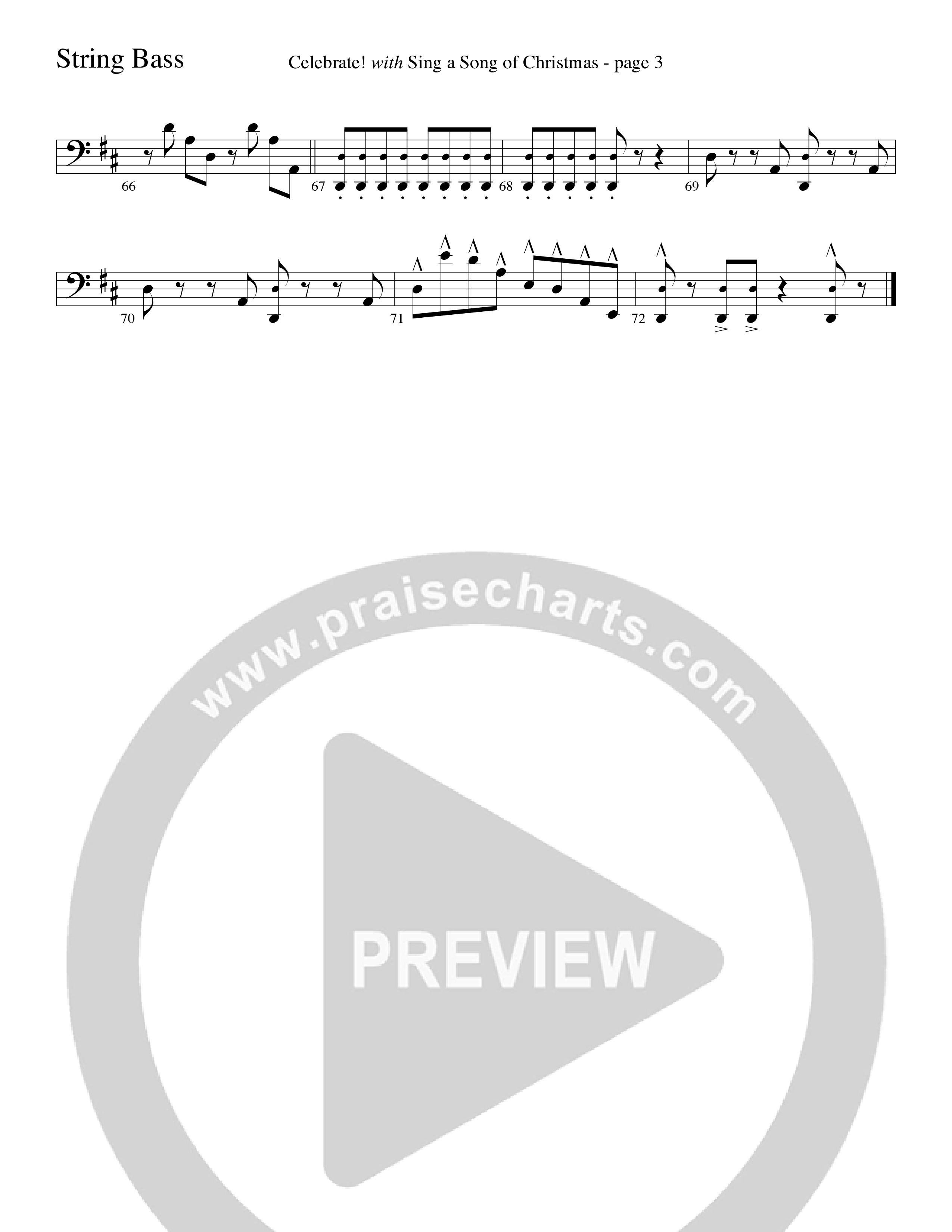 Celebrate (with Sing A Song Of Christmas) (Choral Anthem SATB) String Bass (Word Music Choral / Arr. David Clydesdale)