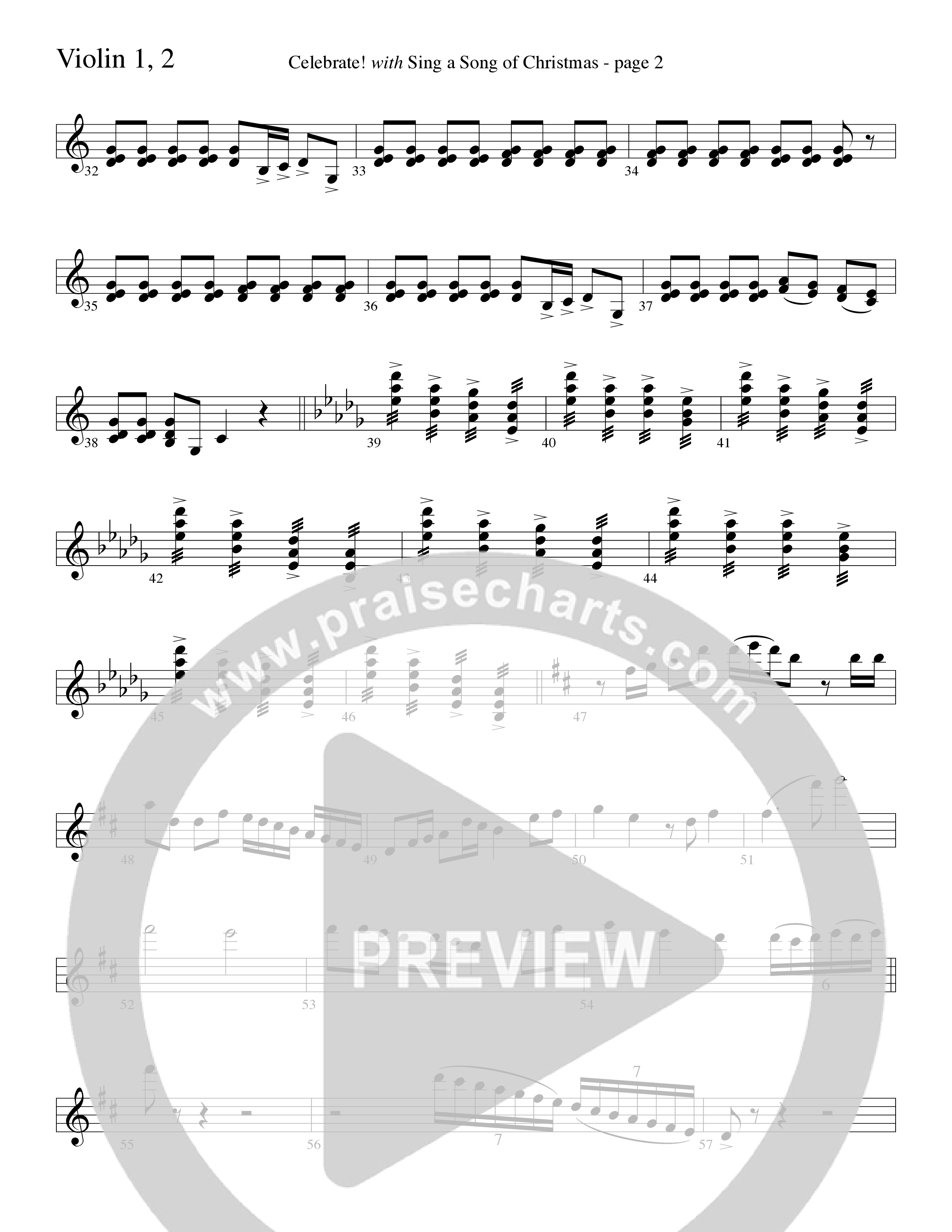 Celebrate (with Sing A Song Of Christmas) (Choral Anthem SATB) Violin 1/2 (Word Music Choral / Arr. David Clydesdale)