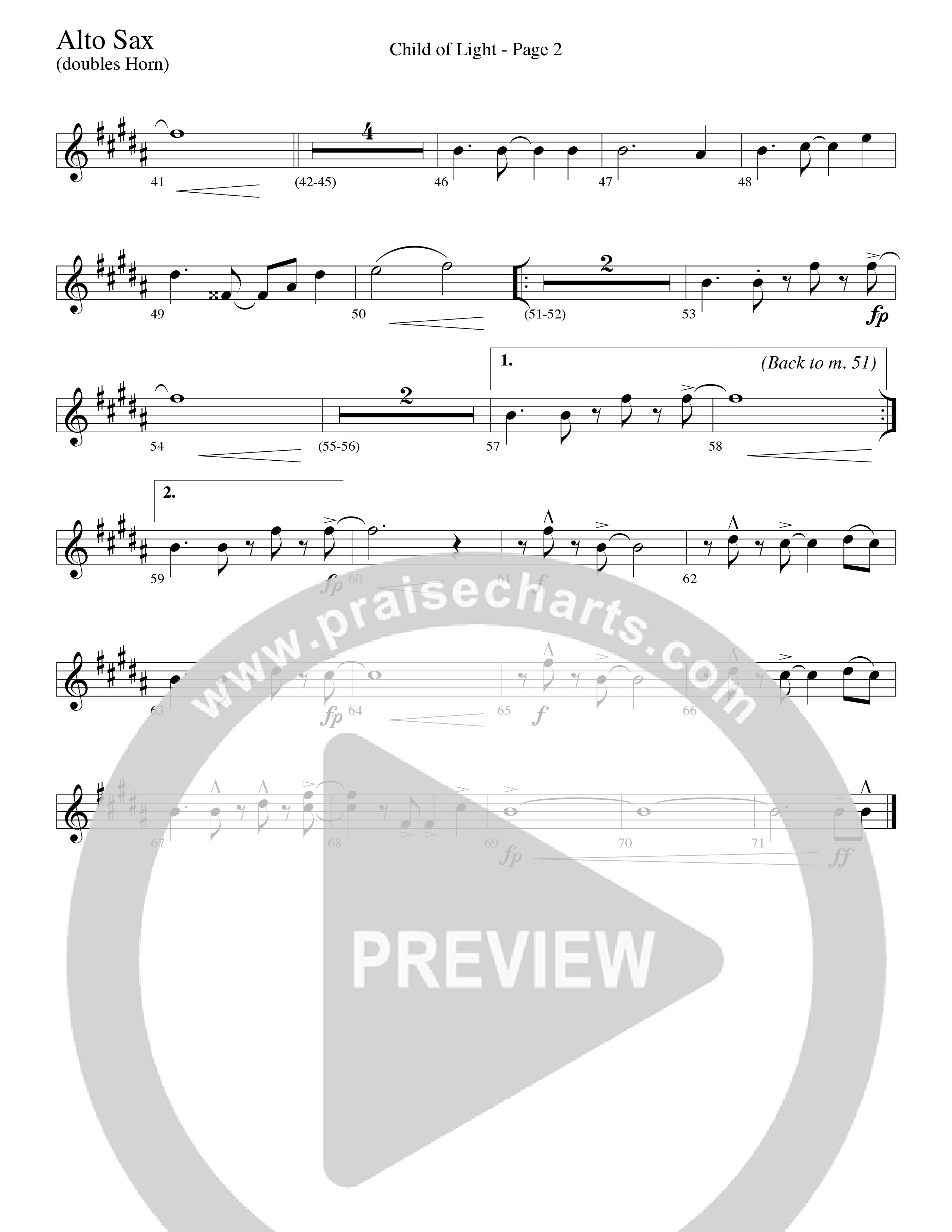Child Of Light (Choral Anthem SATB) Alto Sax (Word Music Choral / Arr. Robert Sterling)