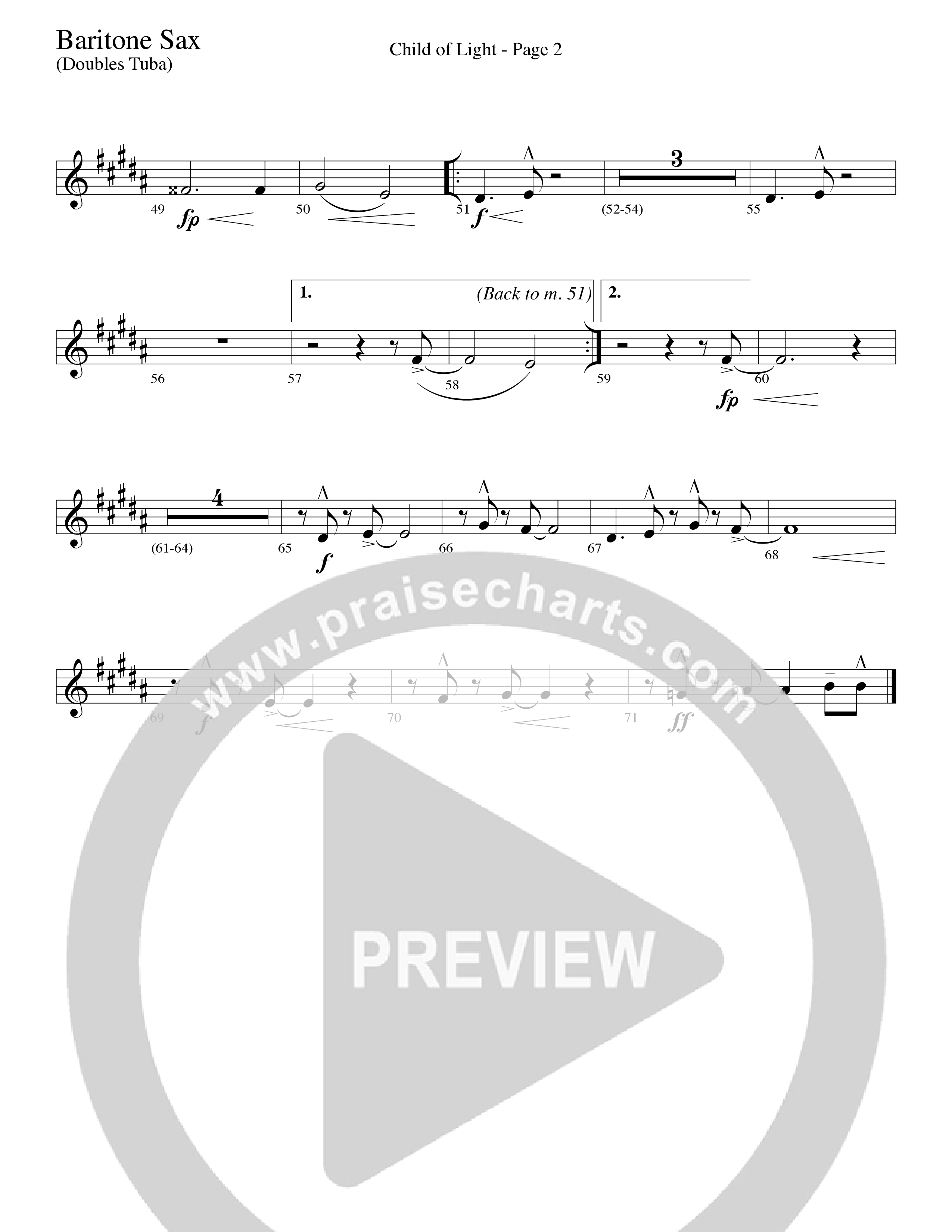 Child Of Light (Choral Anthem SATB) Bari Sax (Word Music Choral / Arr. Robert Sterling)