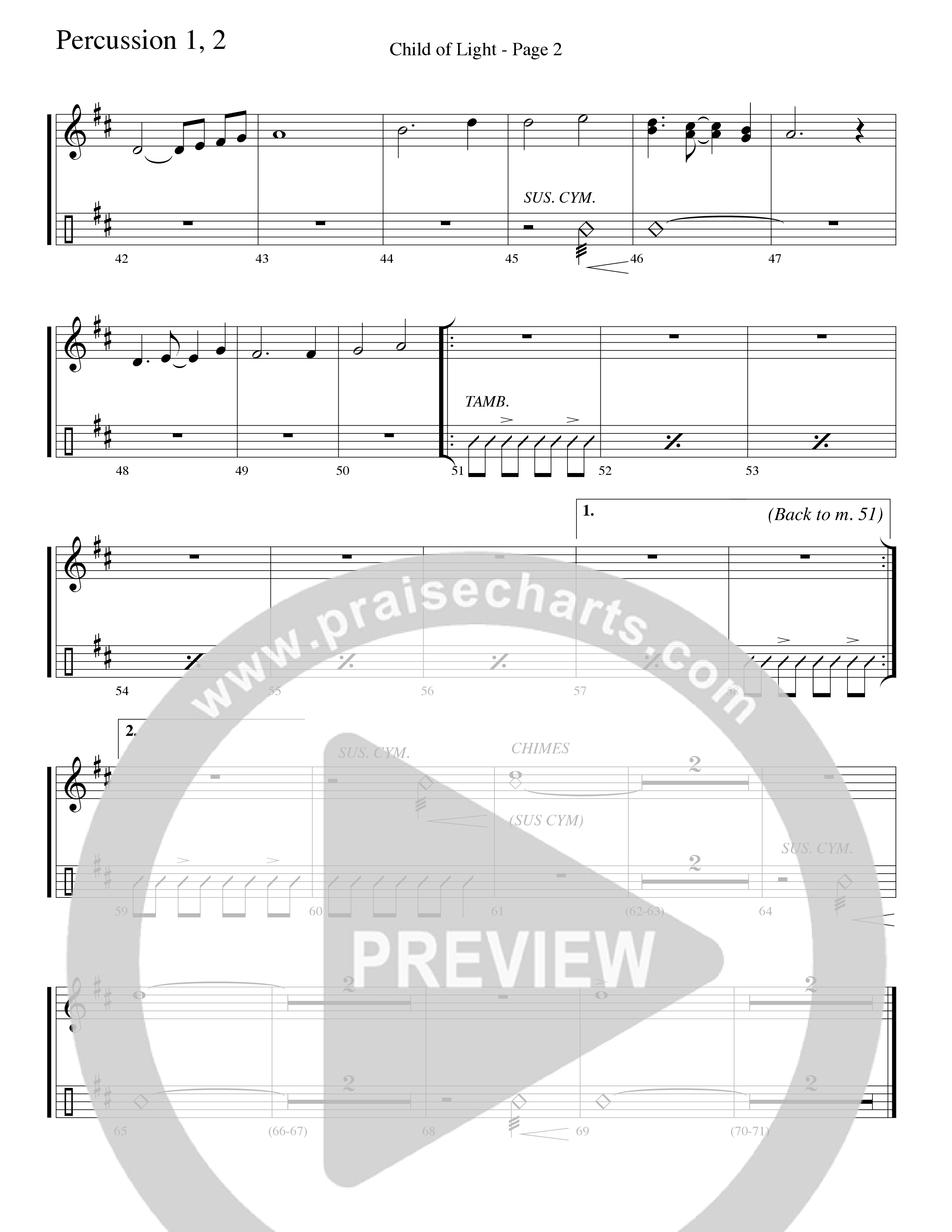 Child Of Light (Choral Anthem SATB) Percussion 1/2 (Word Music Choral / Arr. Robert Sterling)