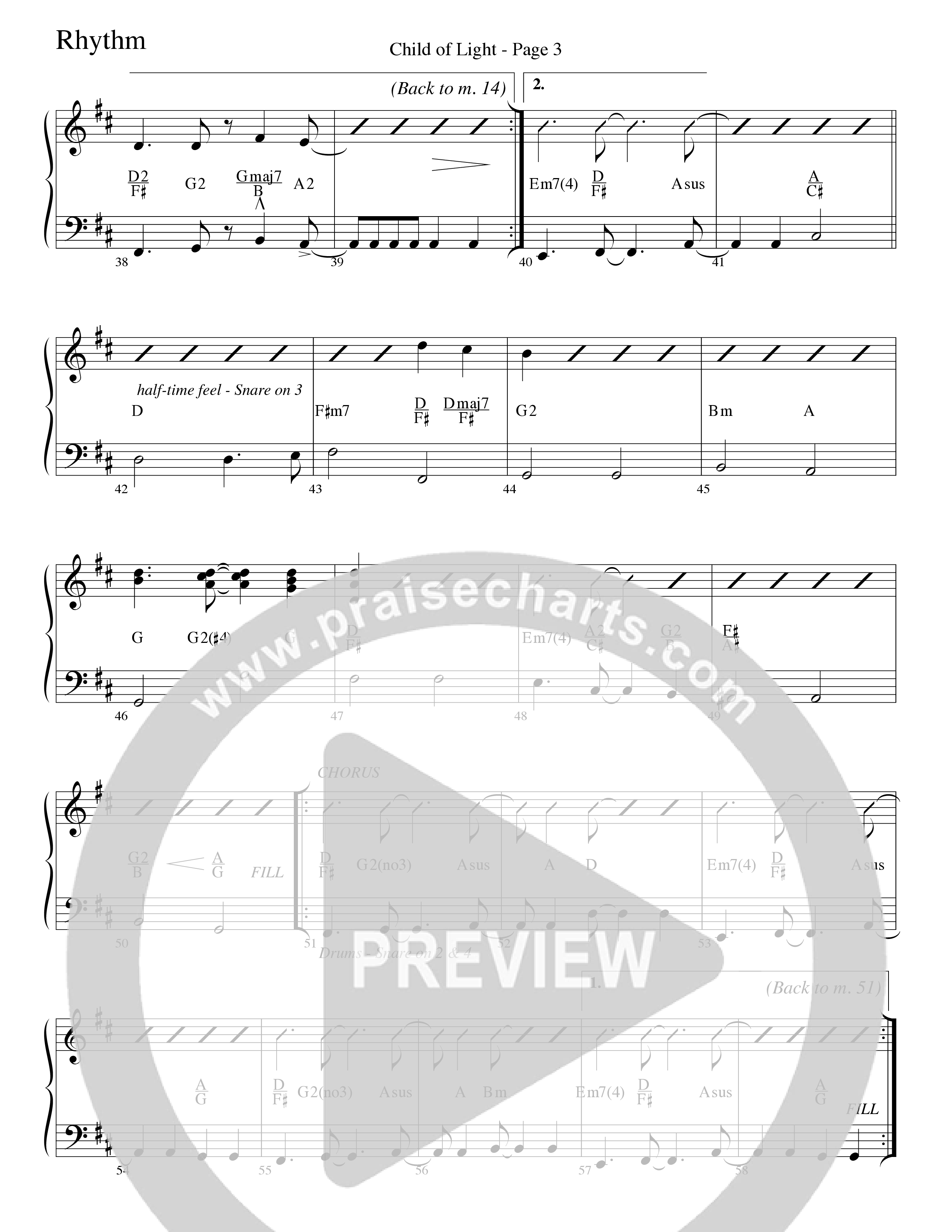 Child Of Light (Choral Anthem SATB) Rhythm Chart (Word Music Choral / Arr. Robert Sterling)