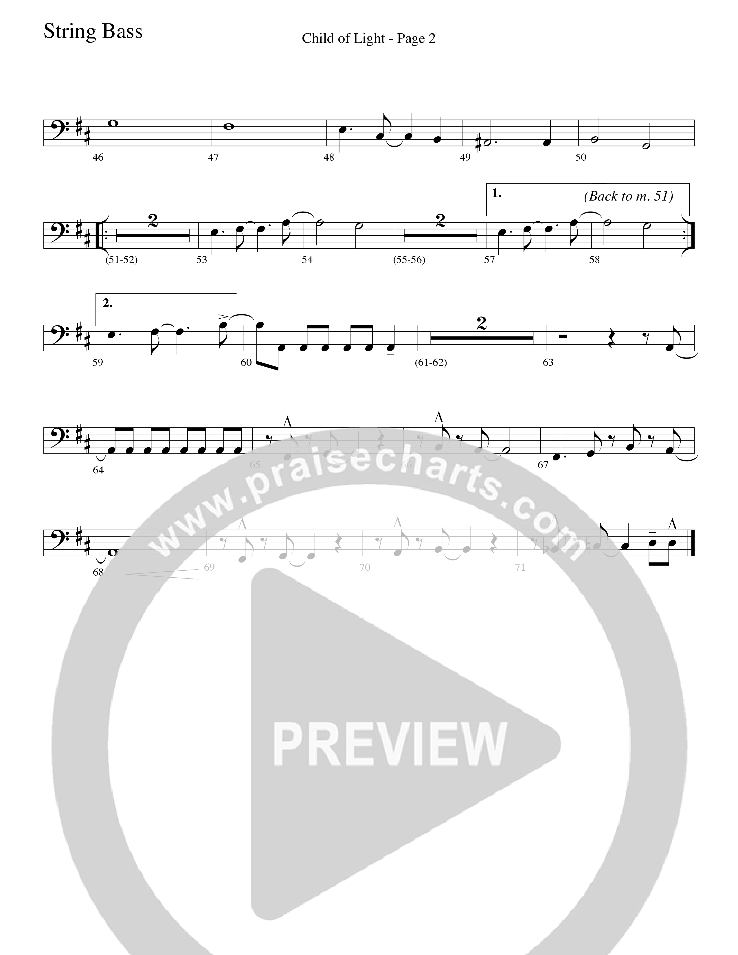 Child Of Light (Choral Anthem SATB) String Bass (Word Music Choral / Arr. Robert Sterling)