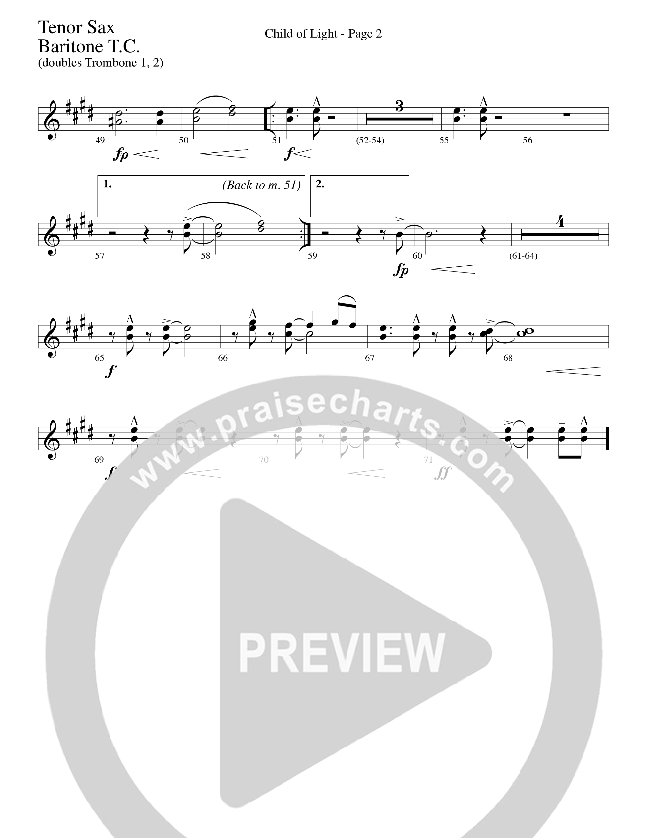 Child Of Light (Choral Anthem SATB) Tenor Sax/Baritone T.C. (Word Music Choral / Arr. Robert Sterling)