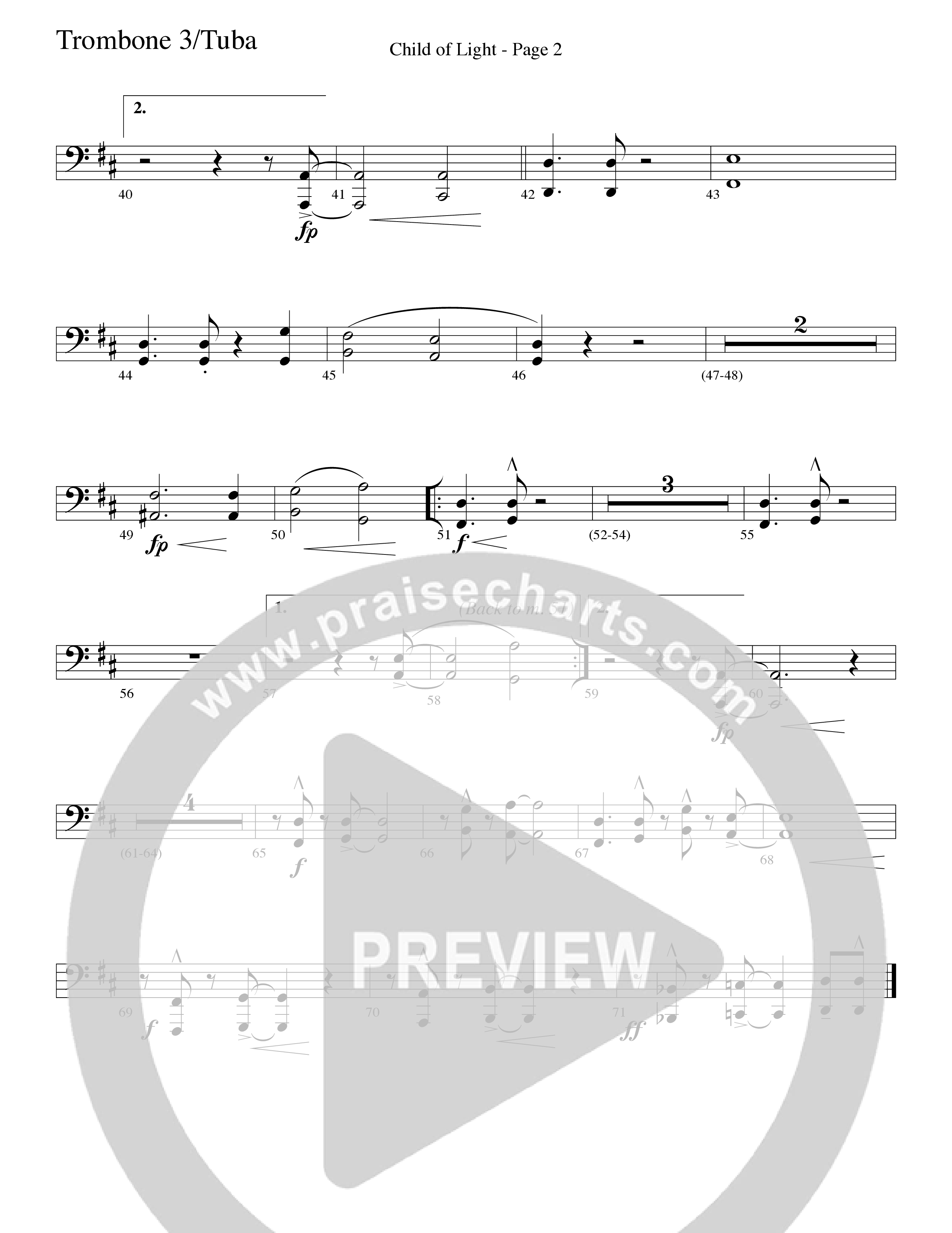 Child Of Light (Choral Anthem SATB) Trombone 3/Tuba (Word Music Choral / Arr. Robert Sterling)