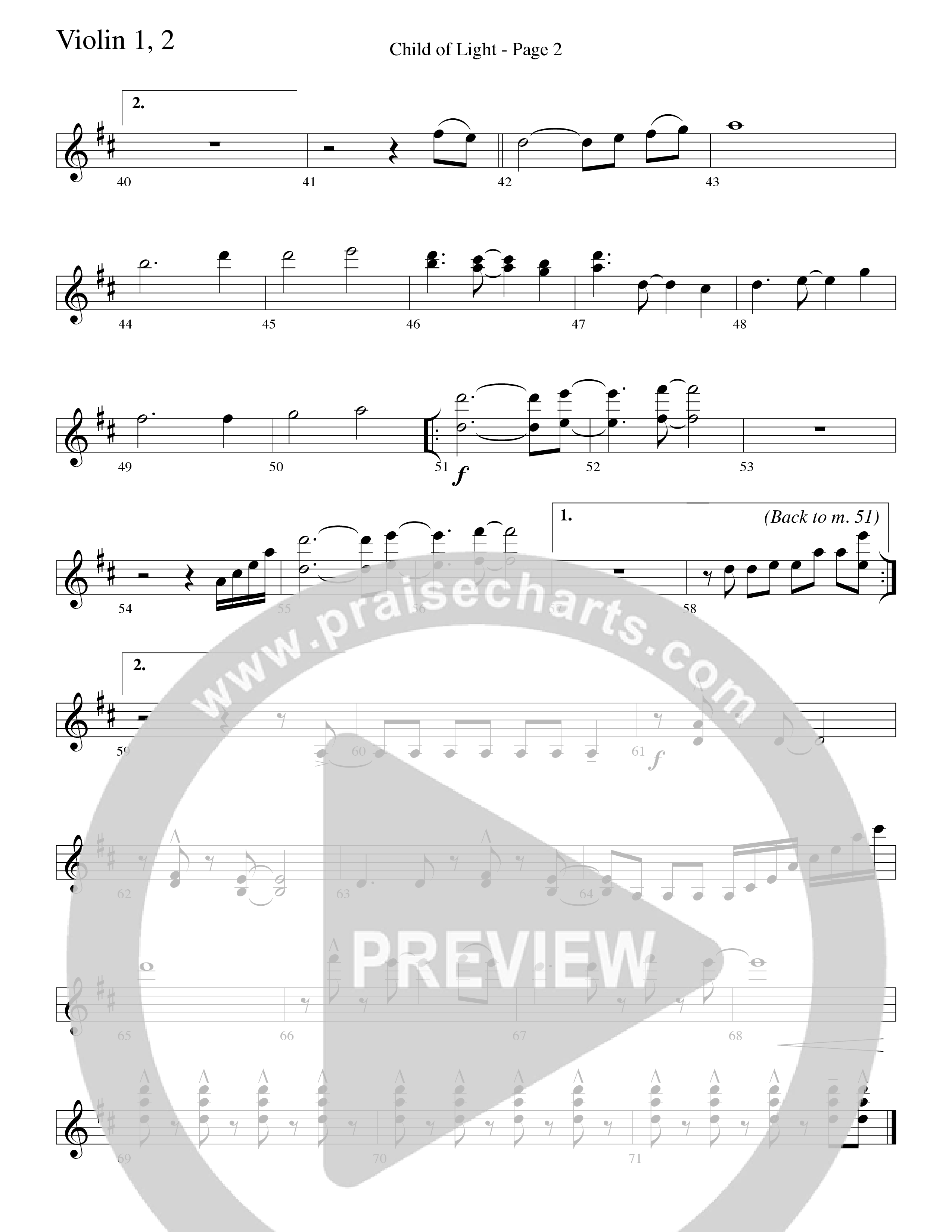 Child Of Light (Choral Anthem SATB) Violin 1/2 (Word Music Choral / Arr. Robert Sterling)