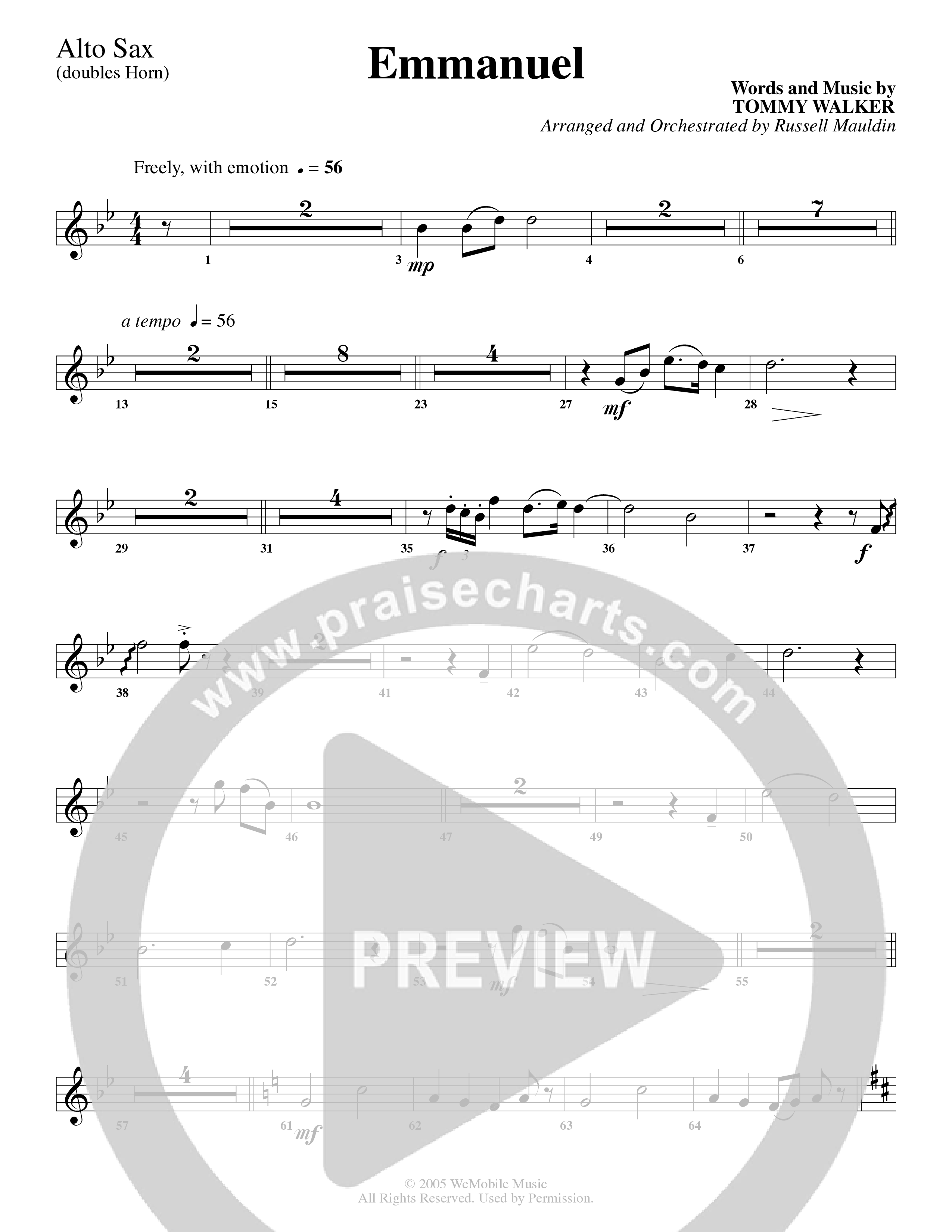 Emmanuel (Choral Anthem SATB) Alto Sax (Word Music Choral / Arr. Russell Mauldin)