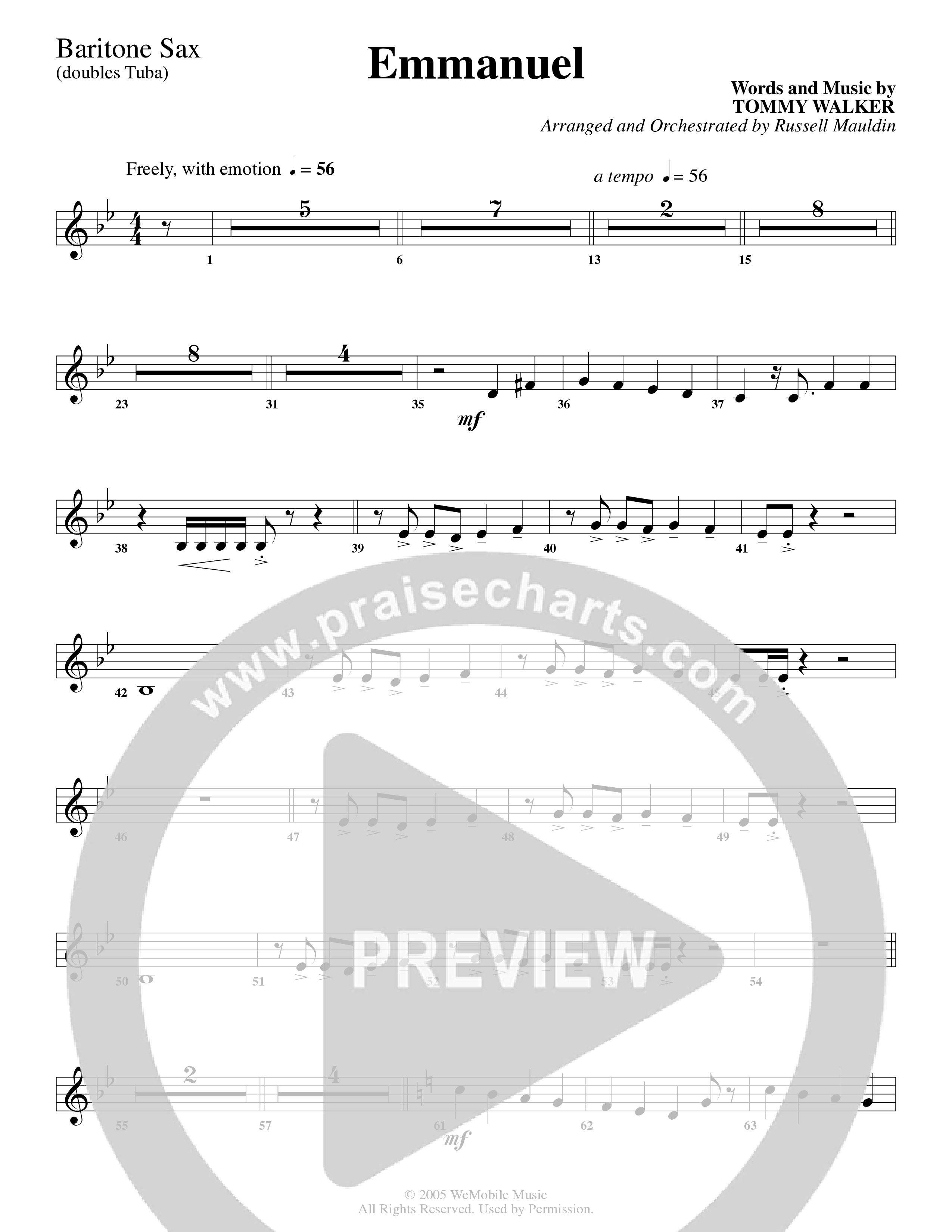 Emmanuel (Choral Anthem SATB) Bari Sax (Word Music Choral / Arr. Russell Mauldin)