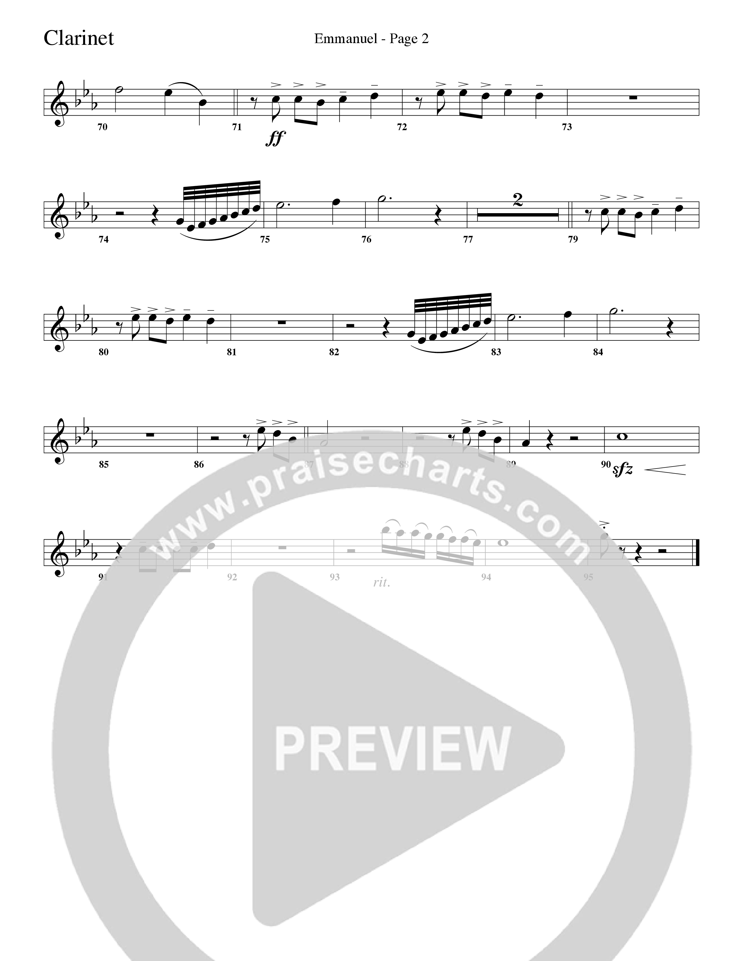 Emmanuel (Choral Anthem SATB) Clarinet (Word Music Choral / Arr. Russell Mauldin)