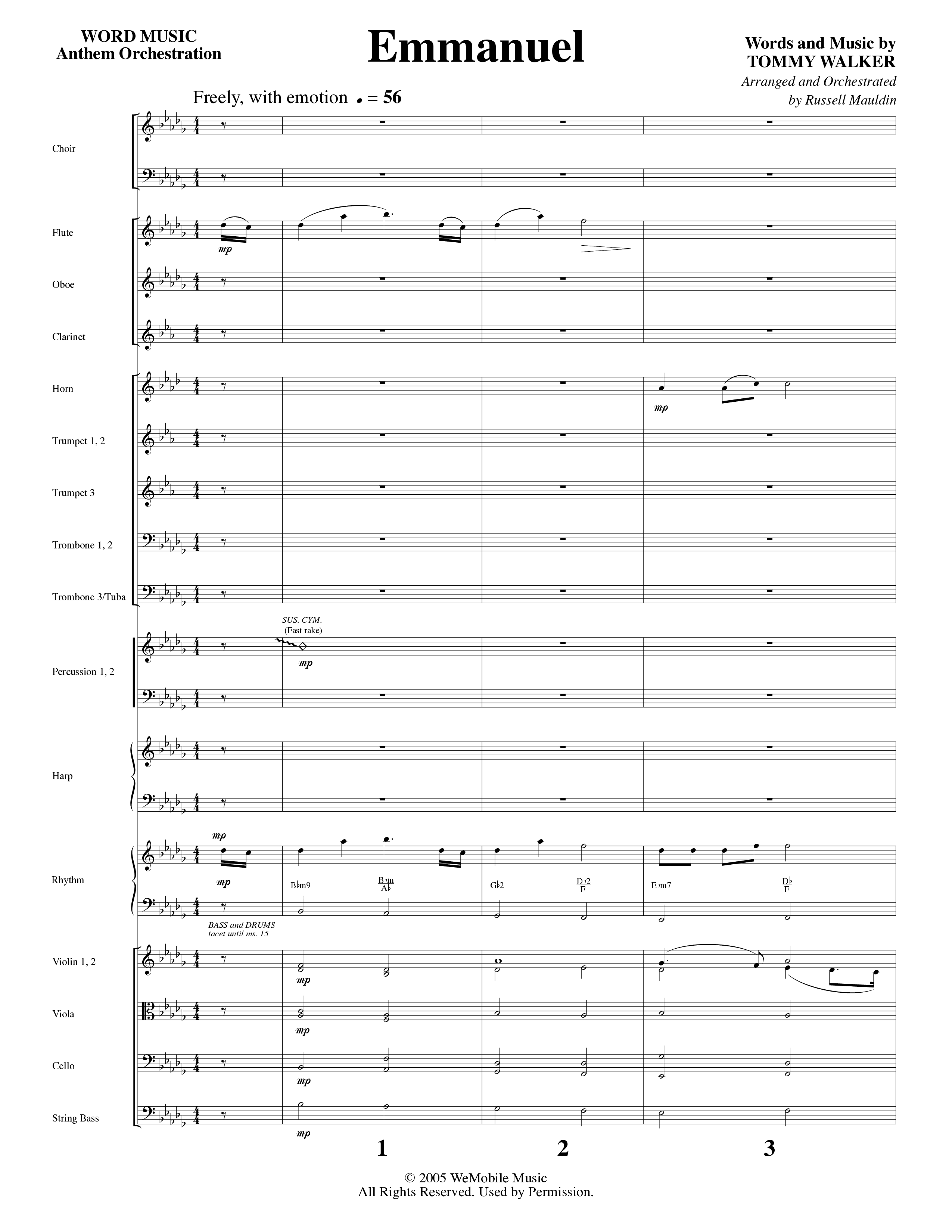 Emmanuel (Choral Anthem SATB) Orchestration (Word Music Choral / Arr. Russell Mauldin)