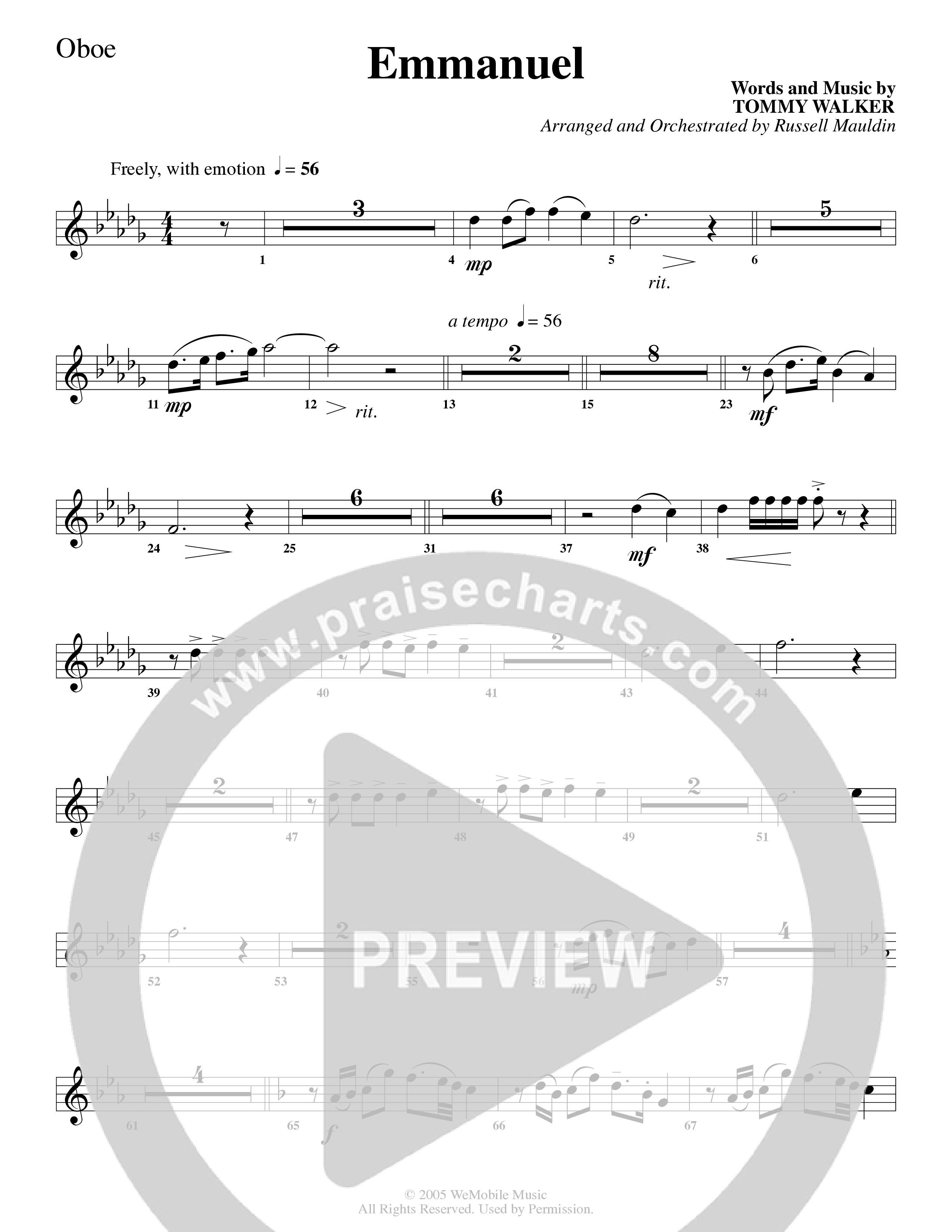 Emmanuel (Choral Anthem SATB) Oboe (Word Music Choral / Arr. Russell Mauldin)