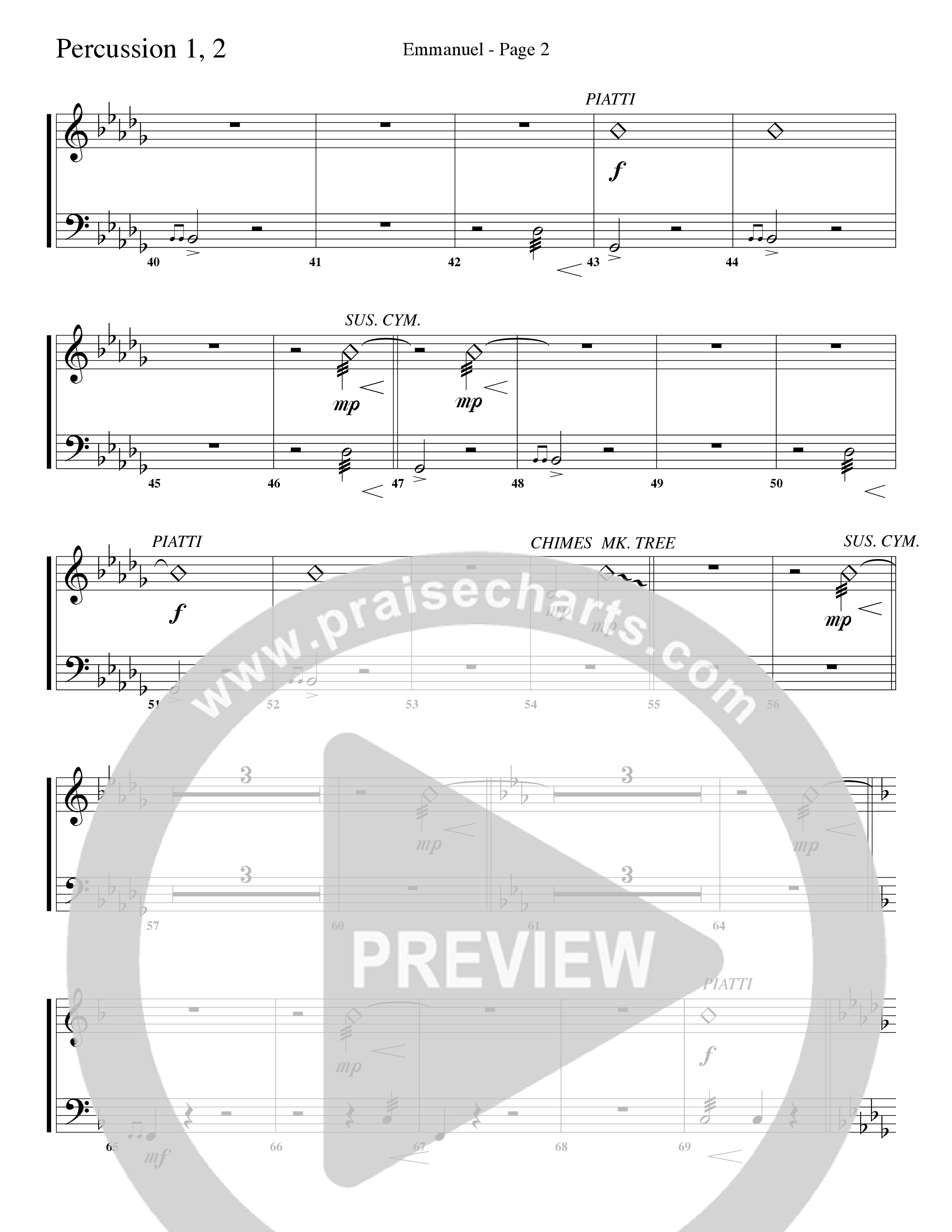 Emmanuel (Choral Anthem SATB) Percussion 1/2 (Word Music Choral / Arr. Russell Mauldin)