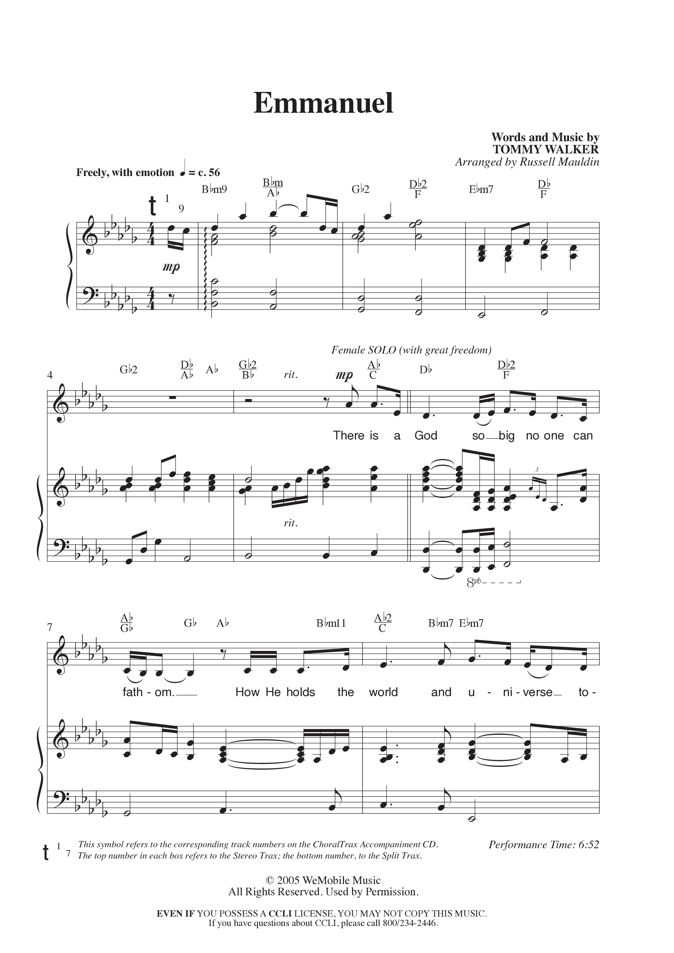 Emmanuel (Choral Anthem SATB) Anthem (SATB/Piano) (Word Music Choral / Arr. Russell Mauldin)