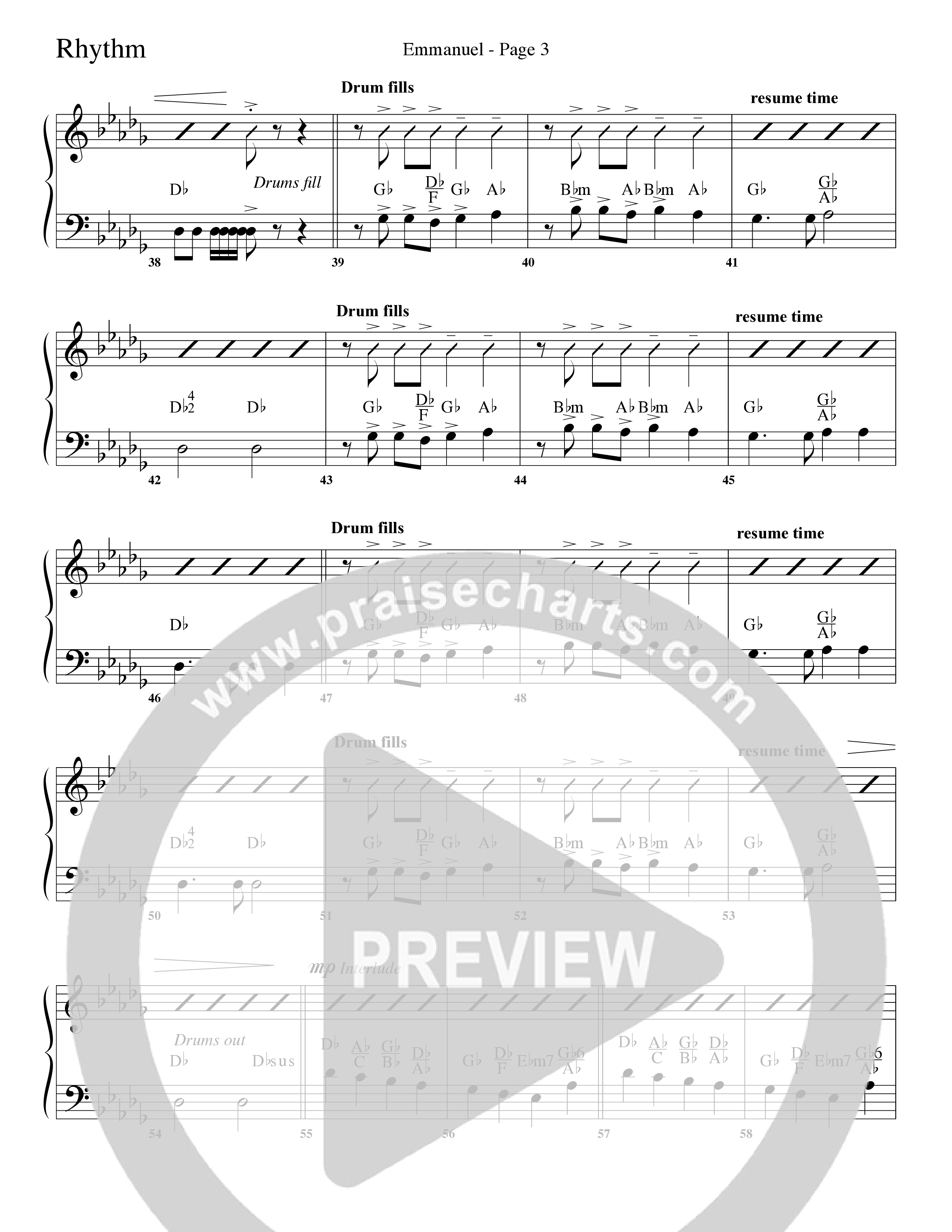 Emmanuel (Choral Anthem SATB) Rhythm Chart (Word Music Choral / Arr. Russell Mauldin)