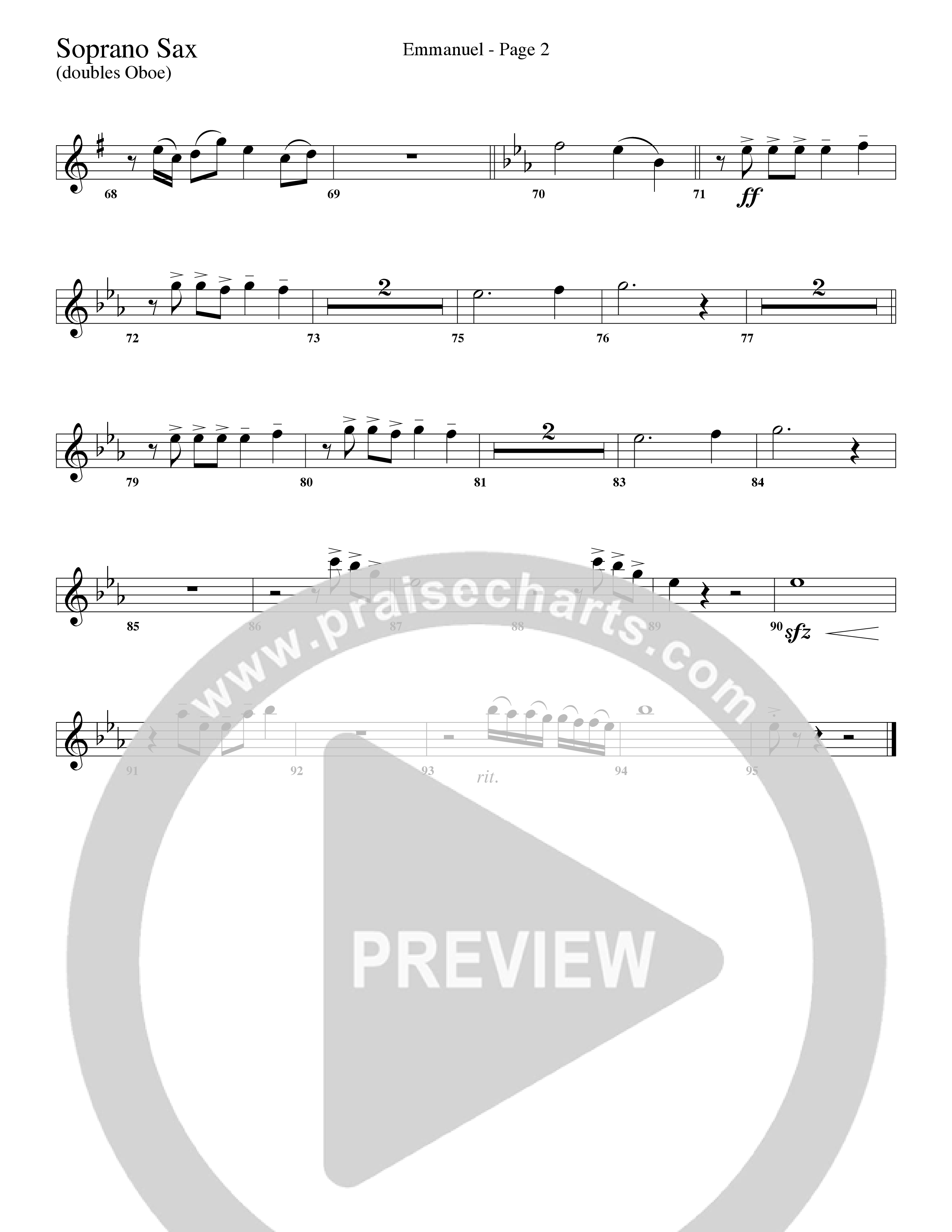Emmanuel (Choral Anthem SATB) Soprano Sax (Word Music Choral / Arr. Russell Mauldin)