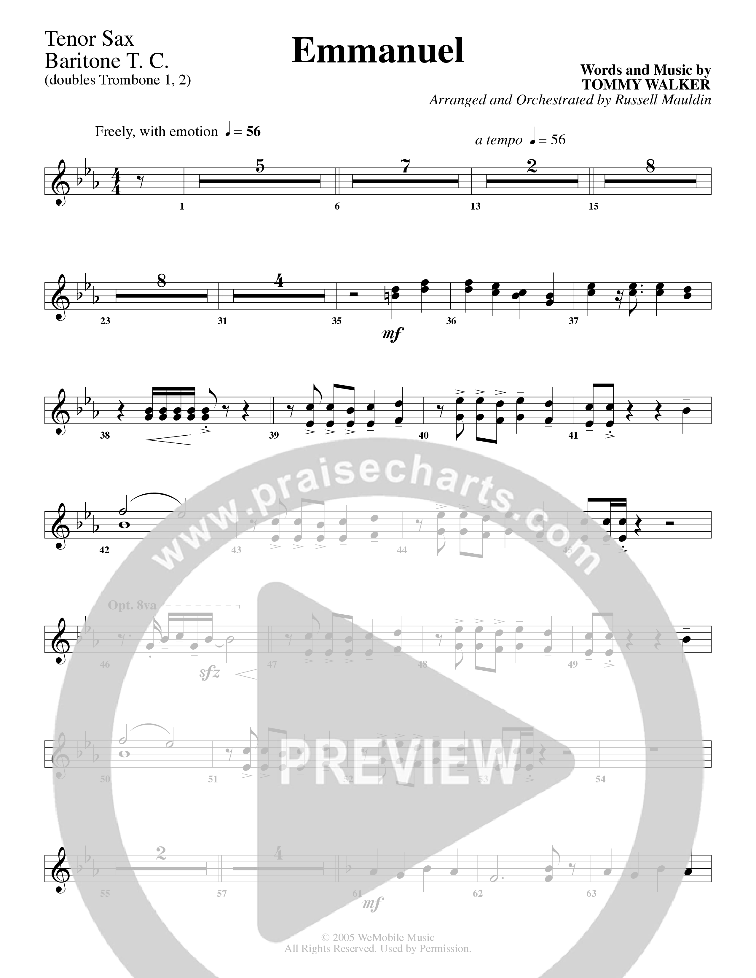 Emmanuel (Choral Anthem SATB) Tenor Sax/Baritone T.C. (Word Music Choral / Arr. Russell Mauldin)