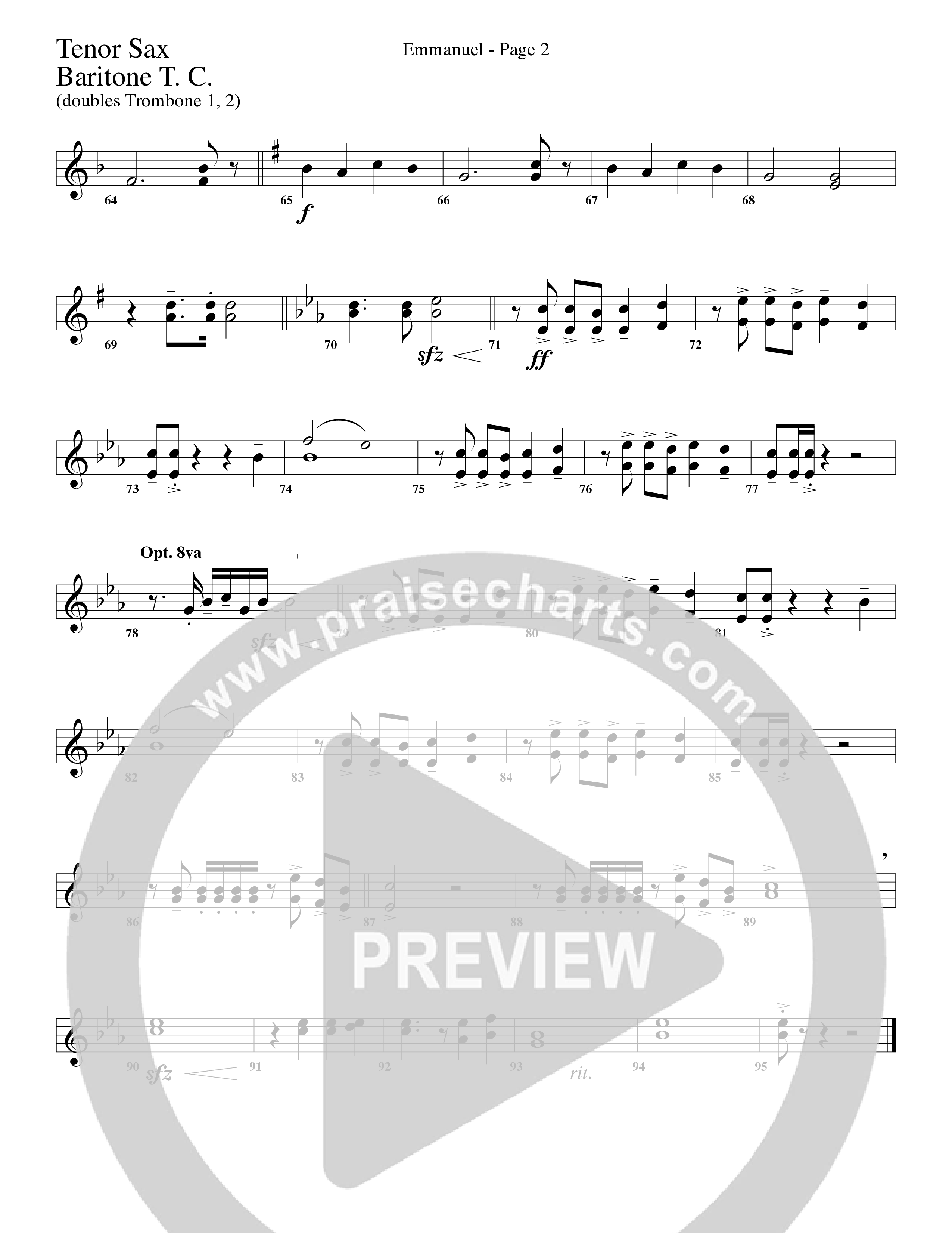 Emmanuel (Choral Anthem SATB) Tenor Sax/Baritone T.C. (Word Music Choral / Arr. Russell Mauldin)